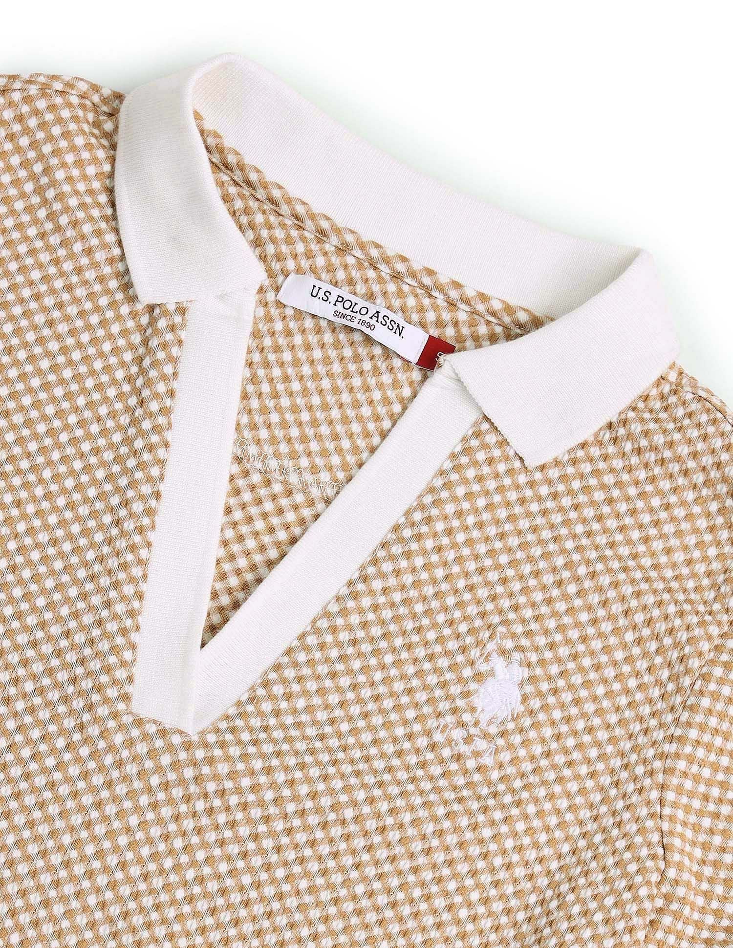 Open Placket Textured Polo Shirt Brown - U.S. POLO ASSN. | Large