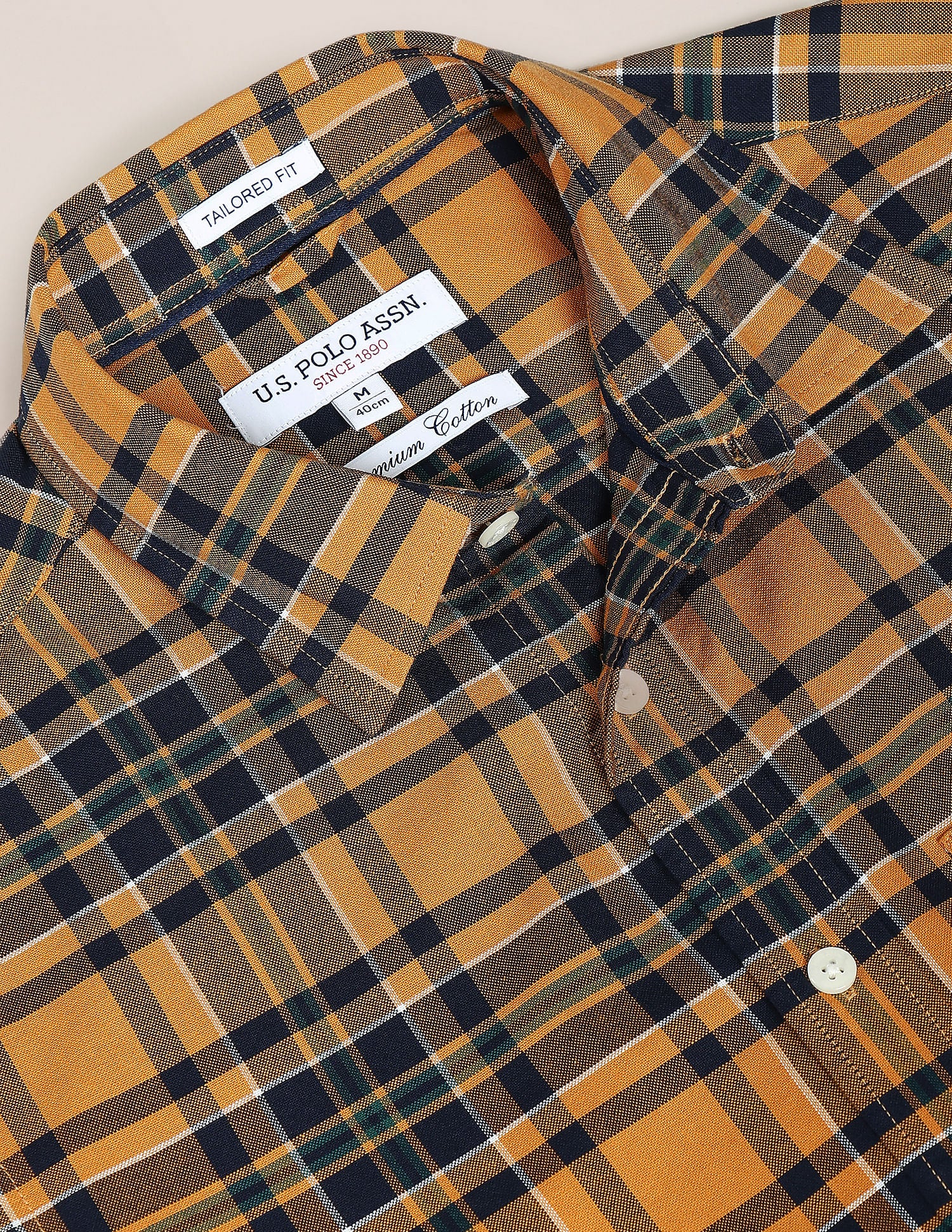 Tartan Check Short Sleeve Shirt Mustard - U.S. Polo Assn. India | Large
