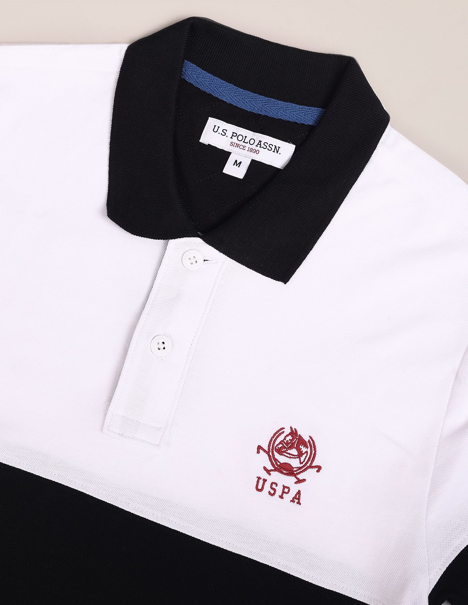 Colour Block Cotton Polo Shirt Black - U.S. POLO ASSN. | Large