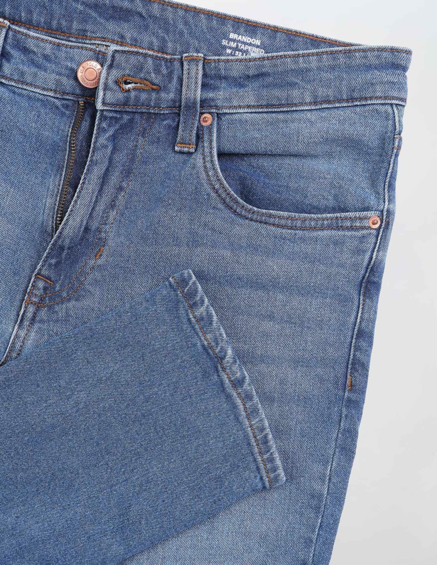 Brandon Slim Tapered Fit Blue Jeans Med Blue - U.S. POLO ASSN. | Large