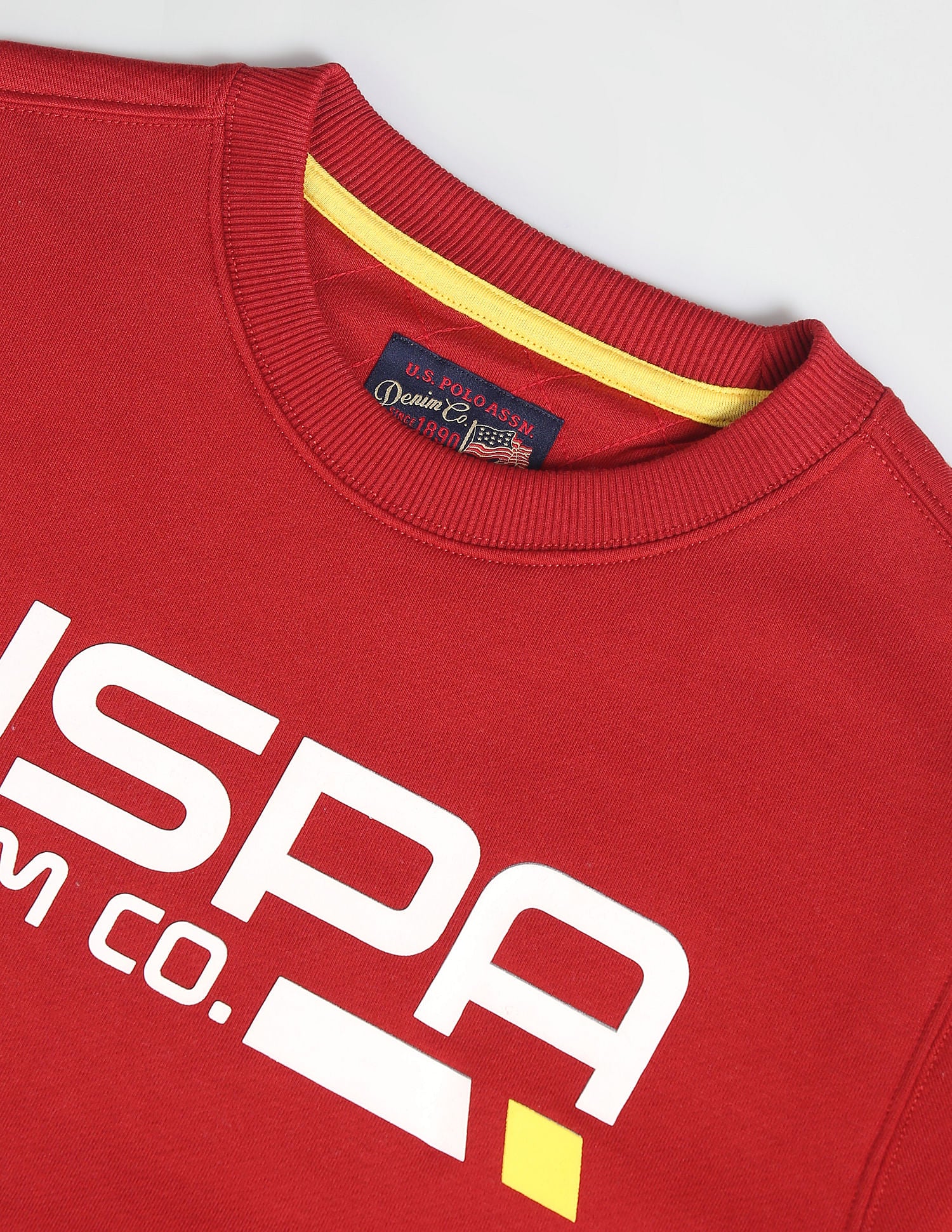 Crew Neck Brand Print Sweatshirt Maroon - U.S. POLO ASSN. | Large