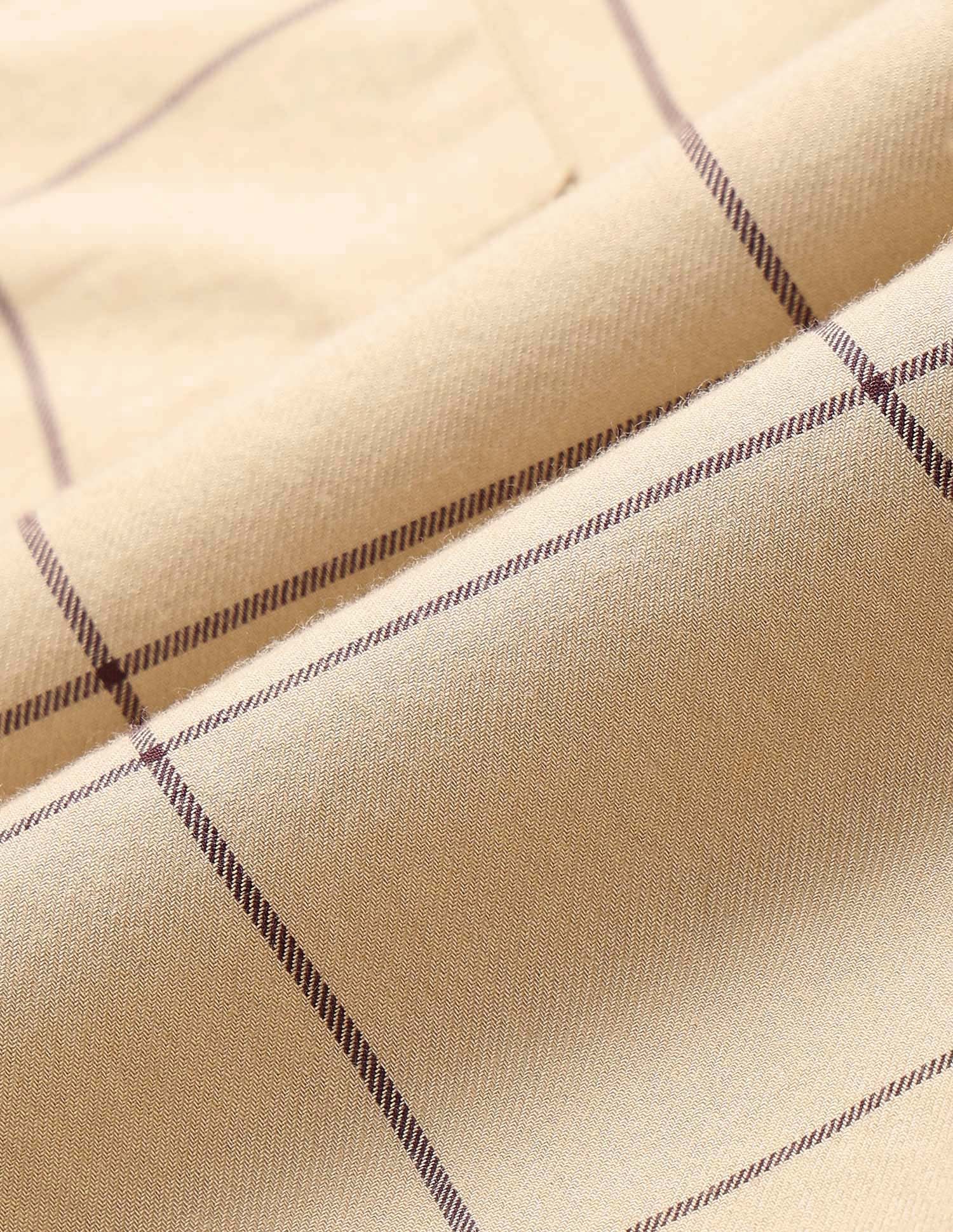 Windowpane Checked Pure Cotton Shirt Dark Beige - U.S. Polo Assn. India | Large