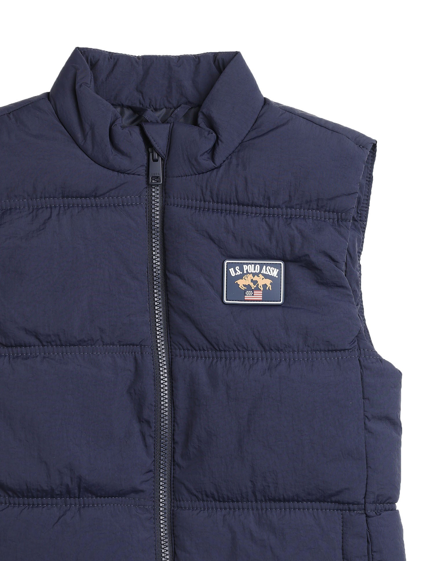 Boys Solid Regular Fit Puffer Jacket Navy - U.S. Polo Assn. India | Large