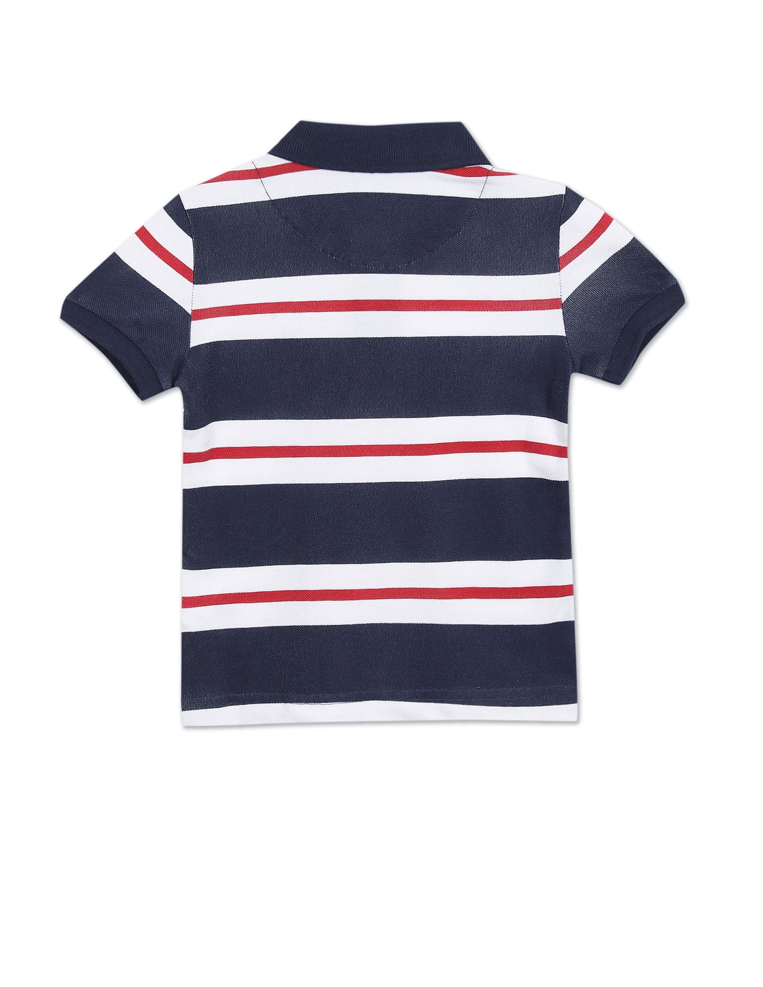 Boys Dark Blue And White Pique Striped Polo Shirt Dark Blue and White - U.S. Polo Assn. India | Large