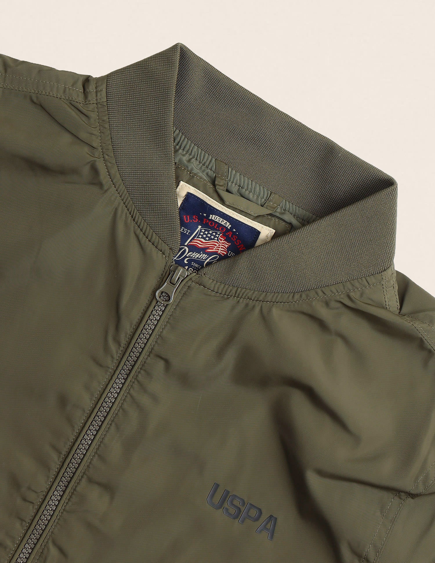 Solid Polyester Bomber Jacket Olive - U.S. Polo Assn. India | Large