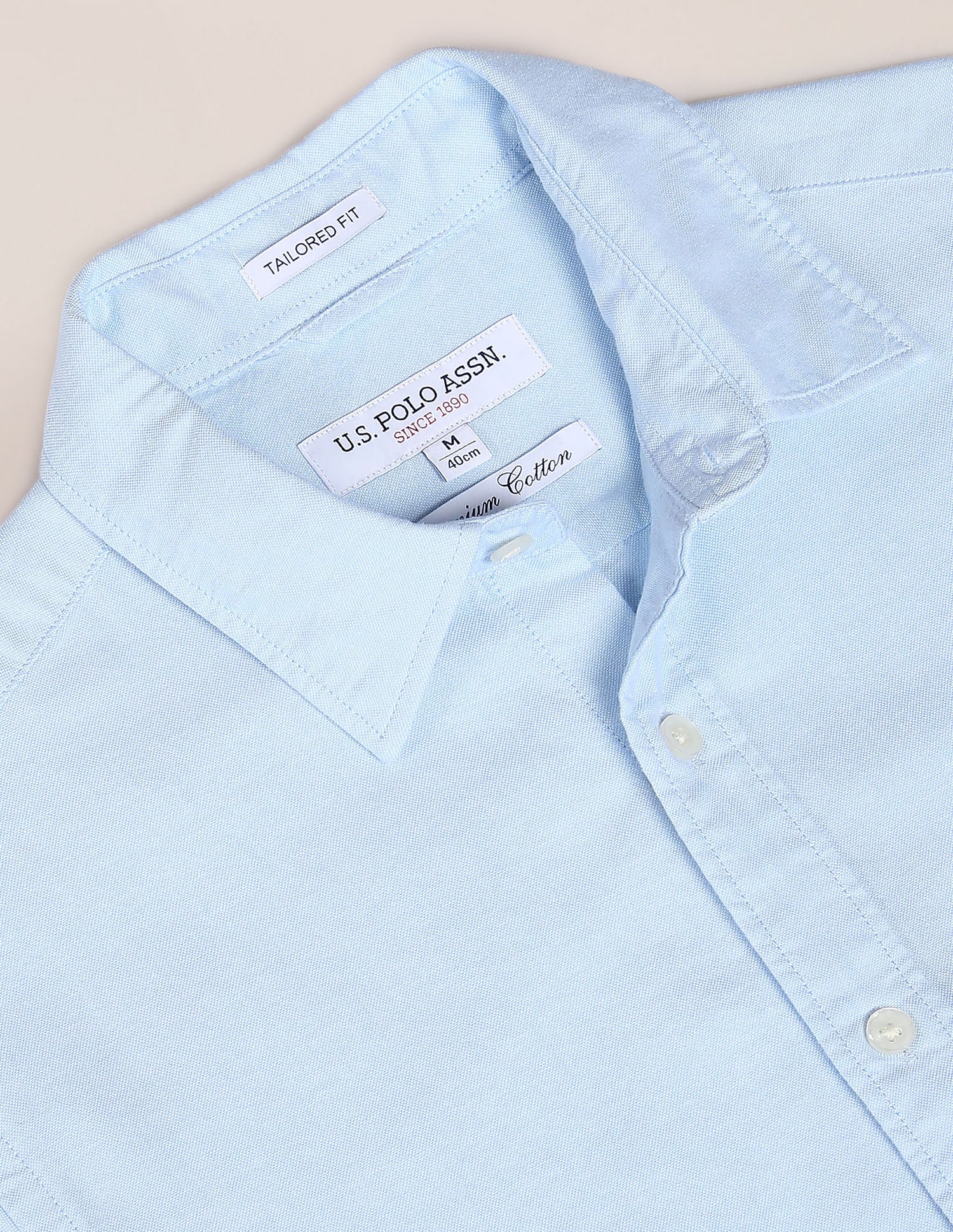 Solid Cotton Oxford Shirt Light Blue - U.S. POLO ASSN. | Large