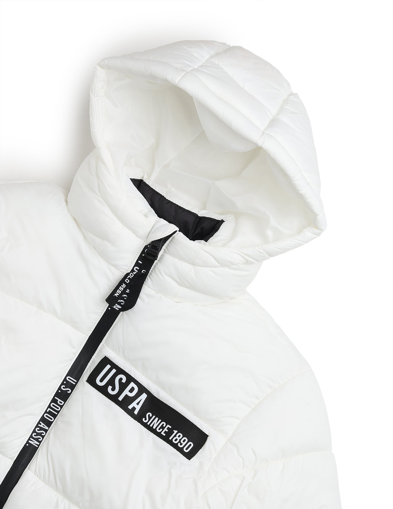 Boys Solid Regular Fit Puffer Jacket White - U.S. Polo Assn. India | Large