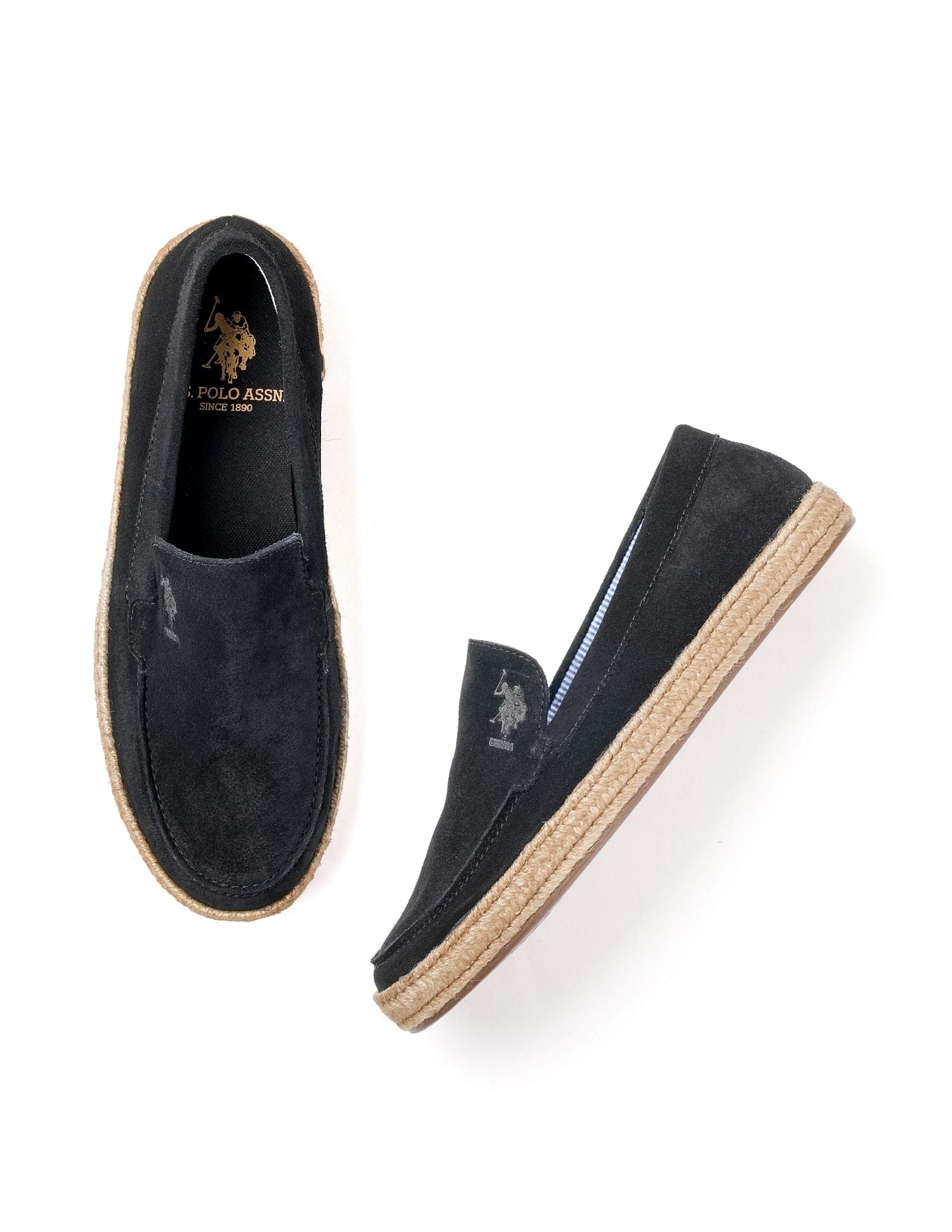 Mens Oudi Suede Slip-On Shoes Black - U.S. POLO ASSN. | Large