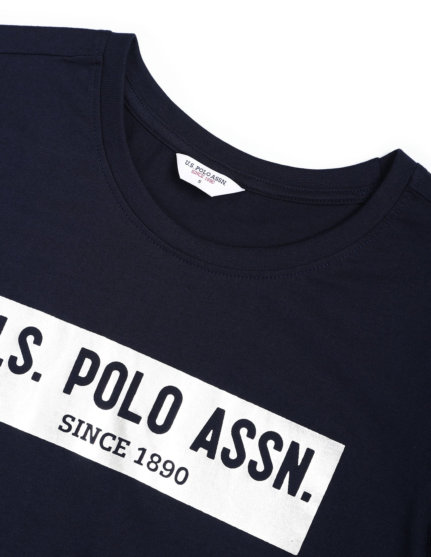 Metallic Brand Print Cotton T-Shirt Navy - U.S. POLO ASSN. | Large