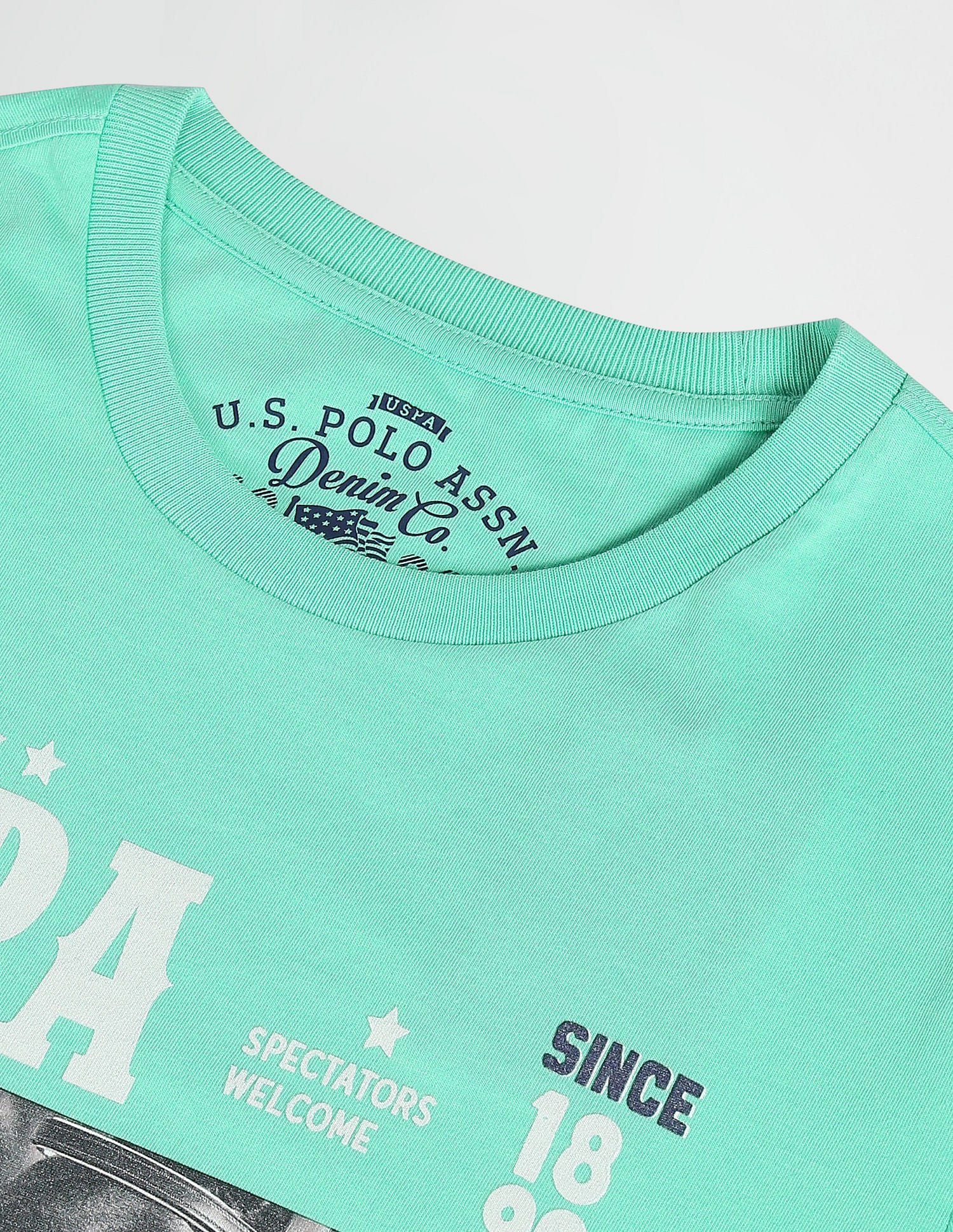 Crew Neck Graphic Print T-Shirt Aqua - U.S. POLO ASSN. | Large
