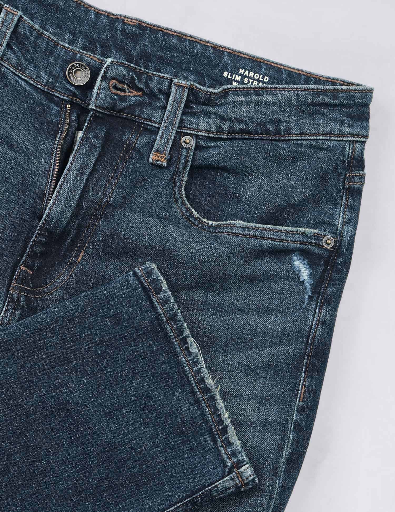 Harold Slim Straight Fit Blue Vintage Jeans Dark Wash - U.S. Polo Assn. India | Large