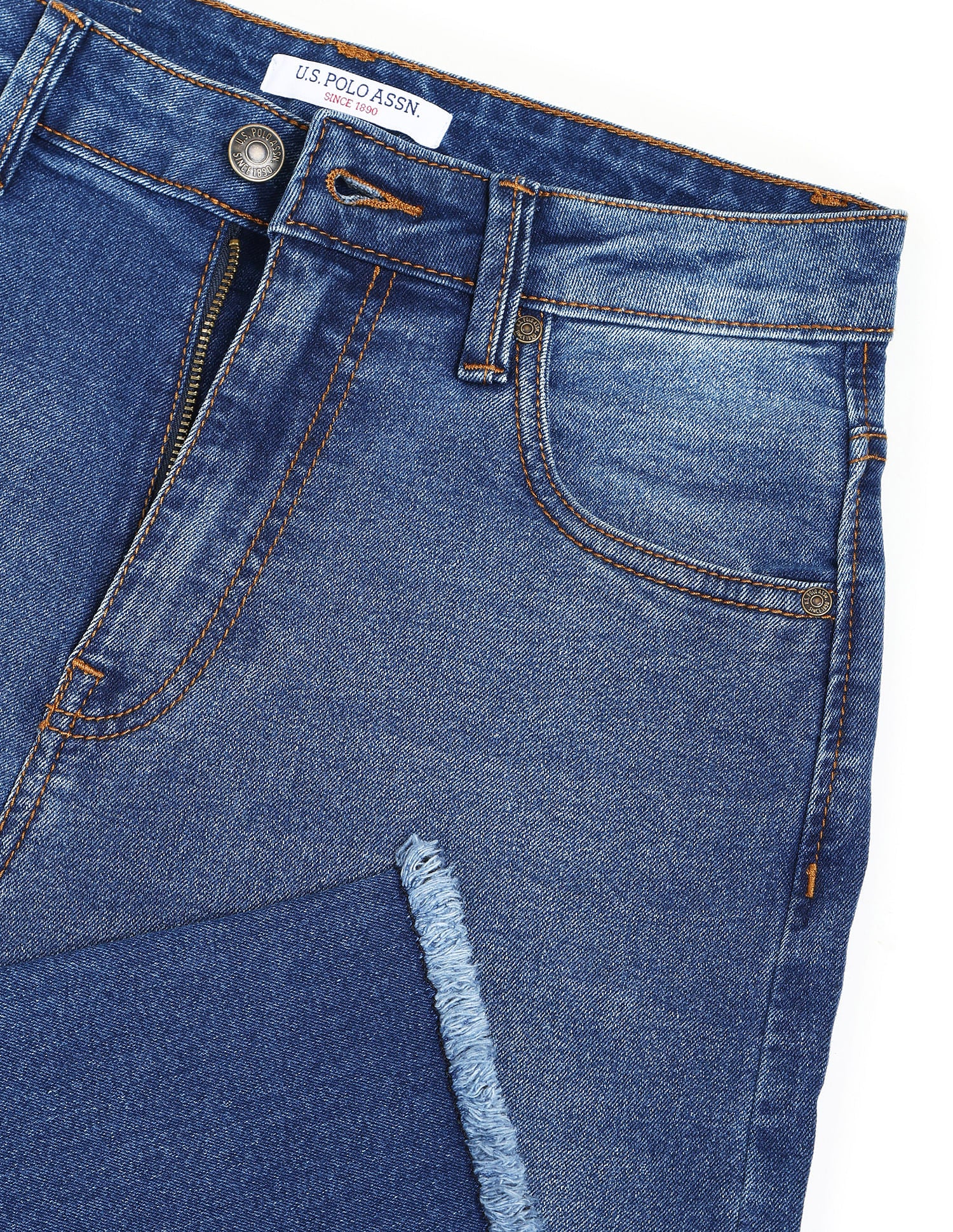 High Rise Wide Leg Whiskered Jeans Blue - U.S. POLO ASSN. | Large