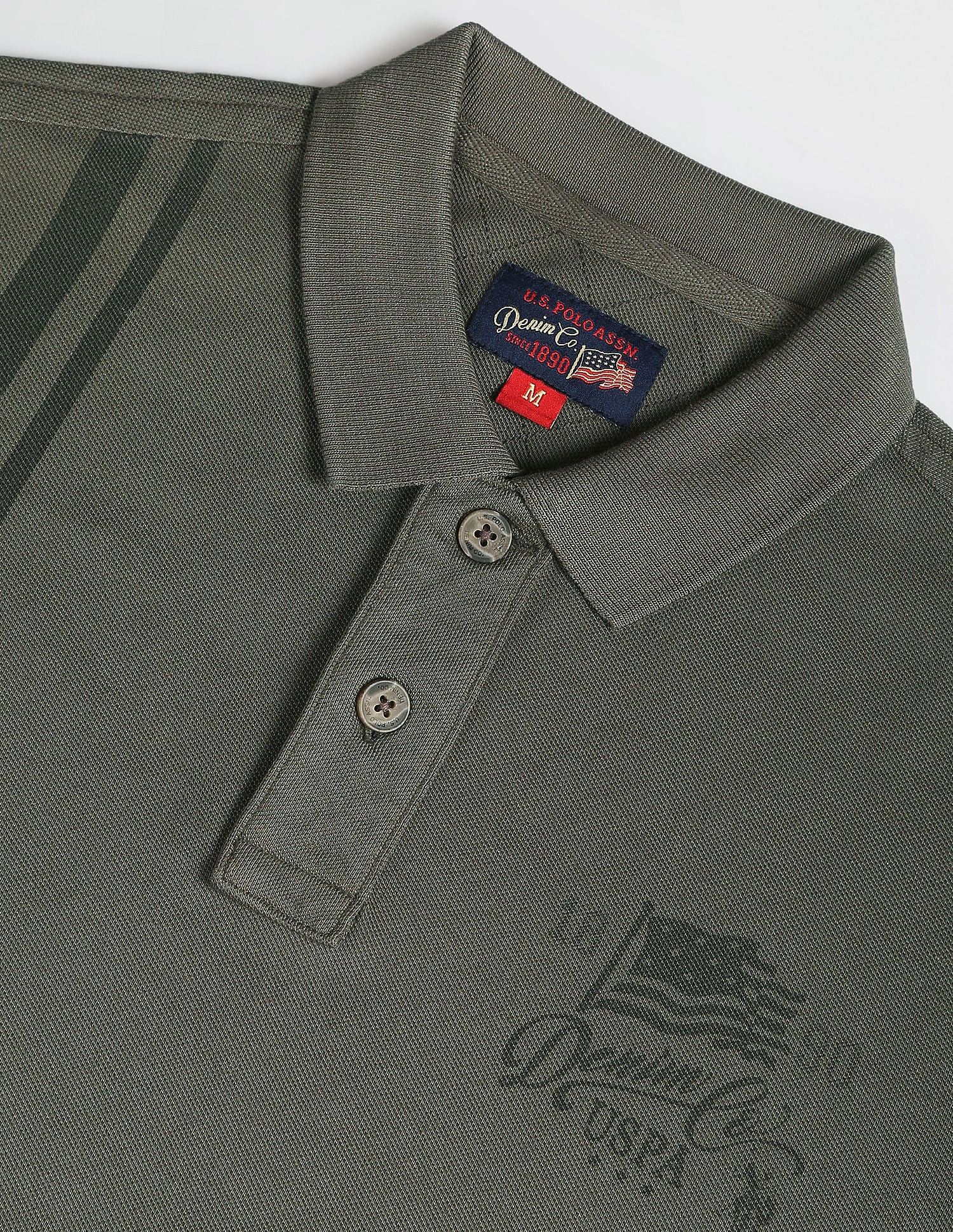 Vertical Stripe Cotton Polo Shirt Olive - U.S. POLO ASSN. | Large