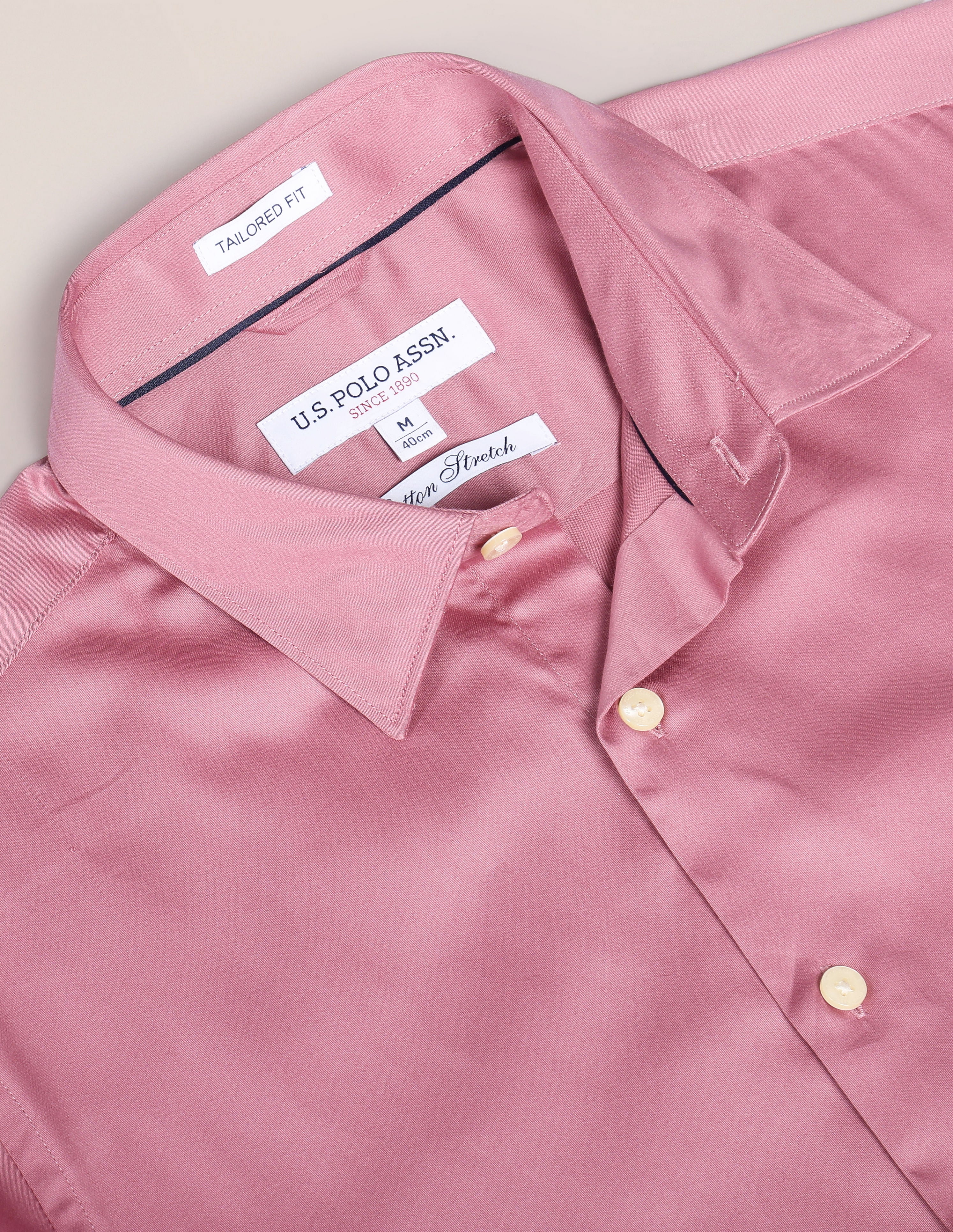 Cutaway Collar Solid Shirt Pink - U.S. Polo Assn. India | Large