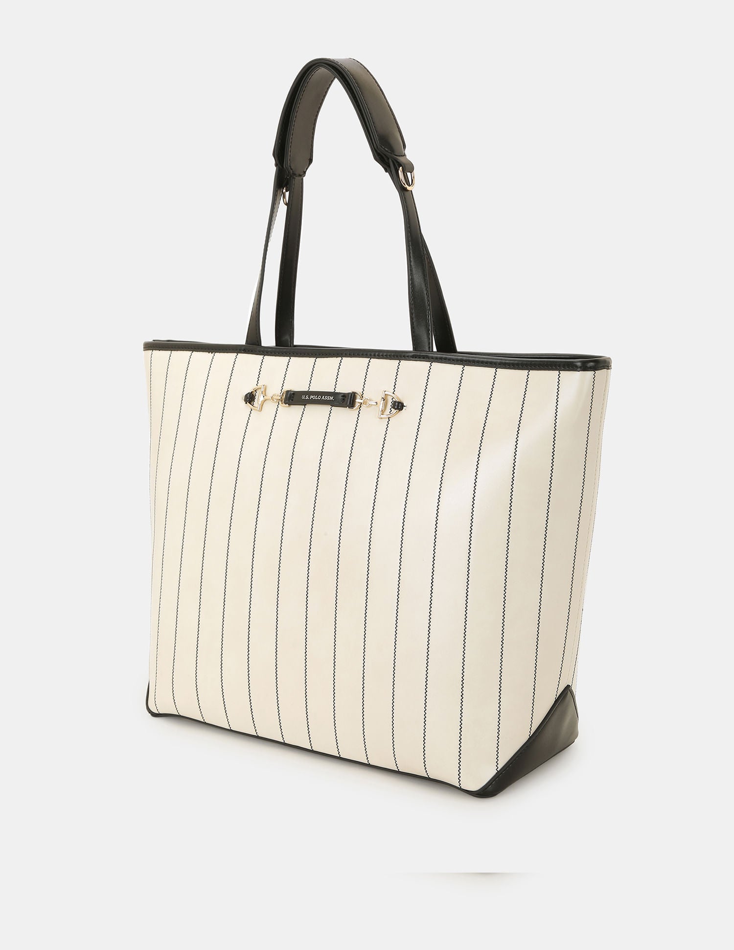 Women Bunny Striped Office Tote bag Off White - U.S. POLO ASSN. | Large