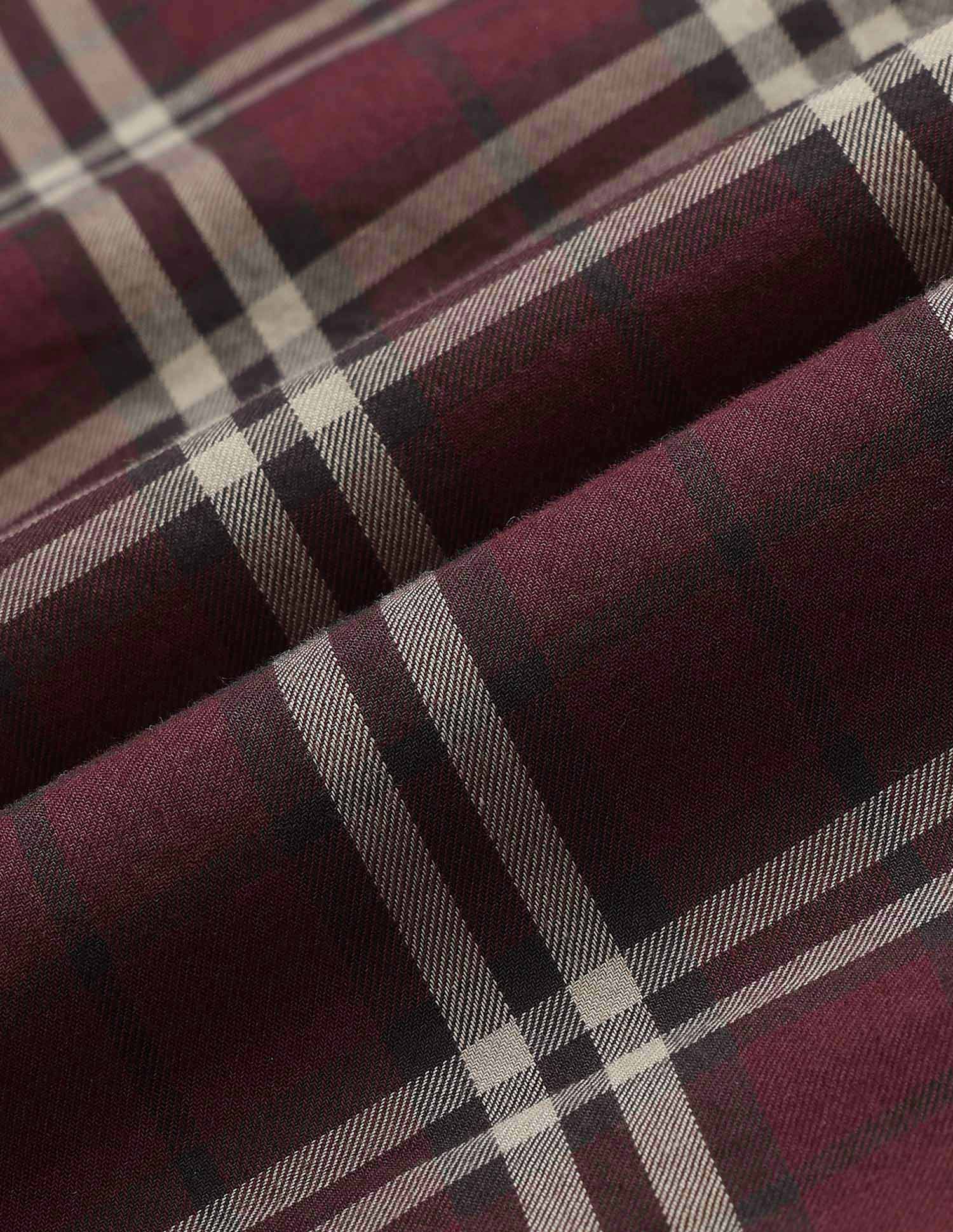 Grid Tattersall Checked Tailored Fit Shirt Burgundy - U.S. POLO ASSN. | Large