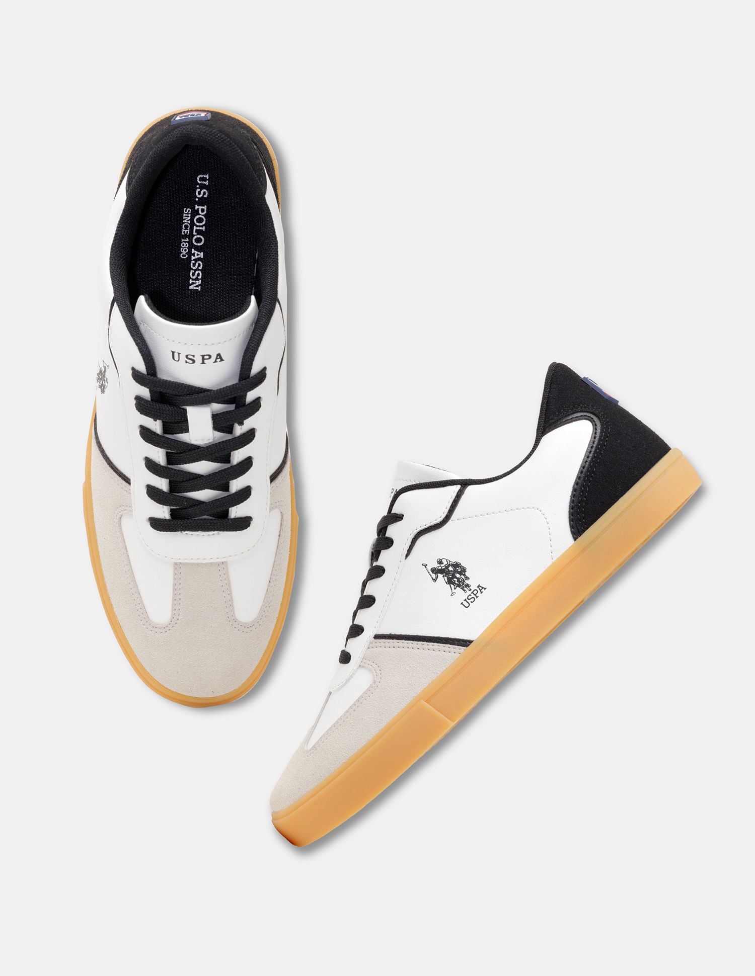 Men Colour Blocked Suede Oberon Sneakers Off White - U.S. POLO ASSN. | Large