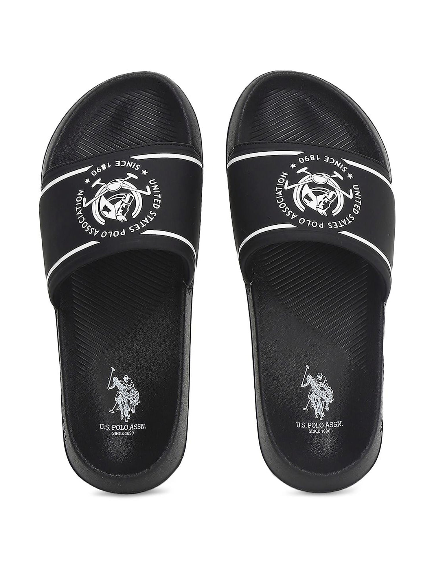 Logo Print Zane 4.0 Slides Black - U.S. Polo Assn. India | Large