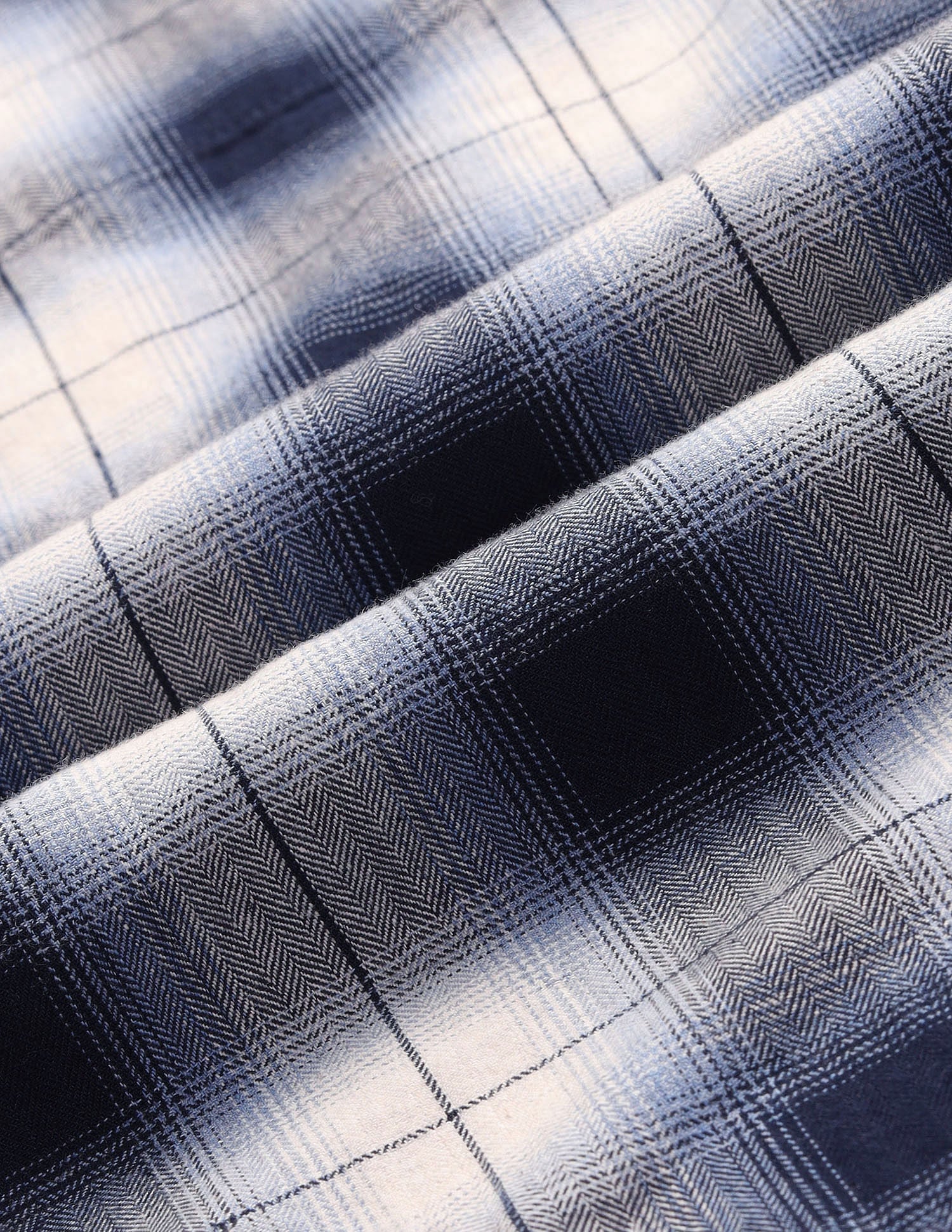 Tartan Checked Herringbone Shirt Blue - U.S. POLO ASSN. | Large