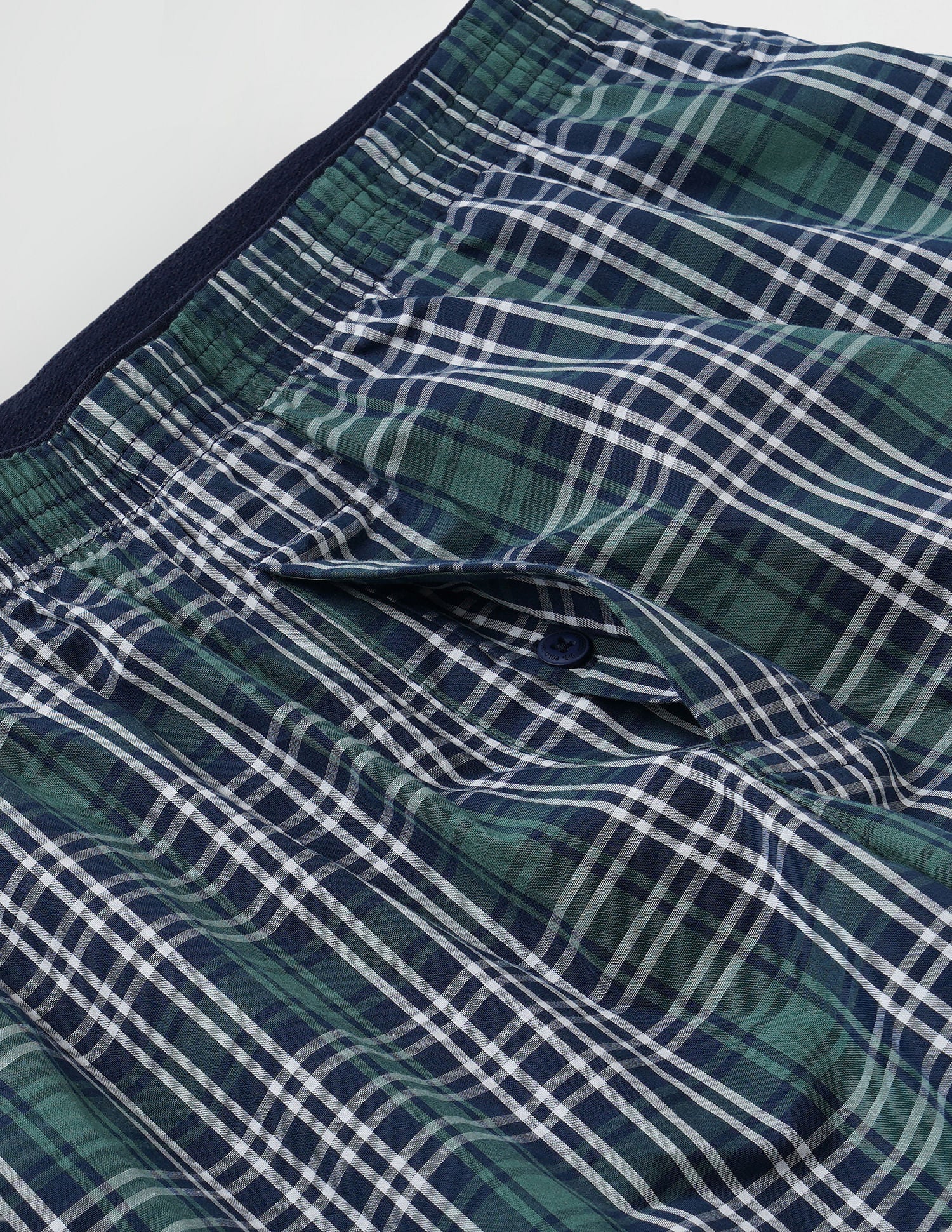Checkered Cotton Twill EX002 Boxers - Pack Of 1 Navy, Green and White - U.S. POLO ASSN. | Large