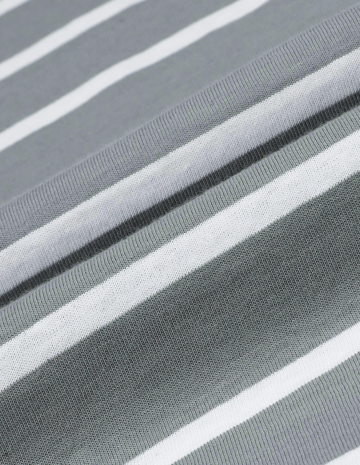 Horizontal Striped Pure Cotton I689 Lounge T-Shirt - Pack Of 1 Ghost Grey / White - U.S. POLO ASSN. | Large