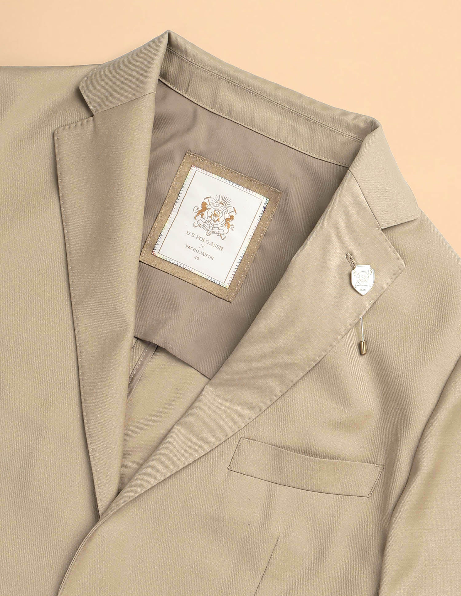 Pacho X Satin Slim Fit Blazer Beige - U.S. POLO ASSN. | Large