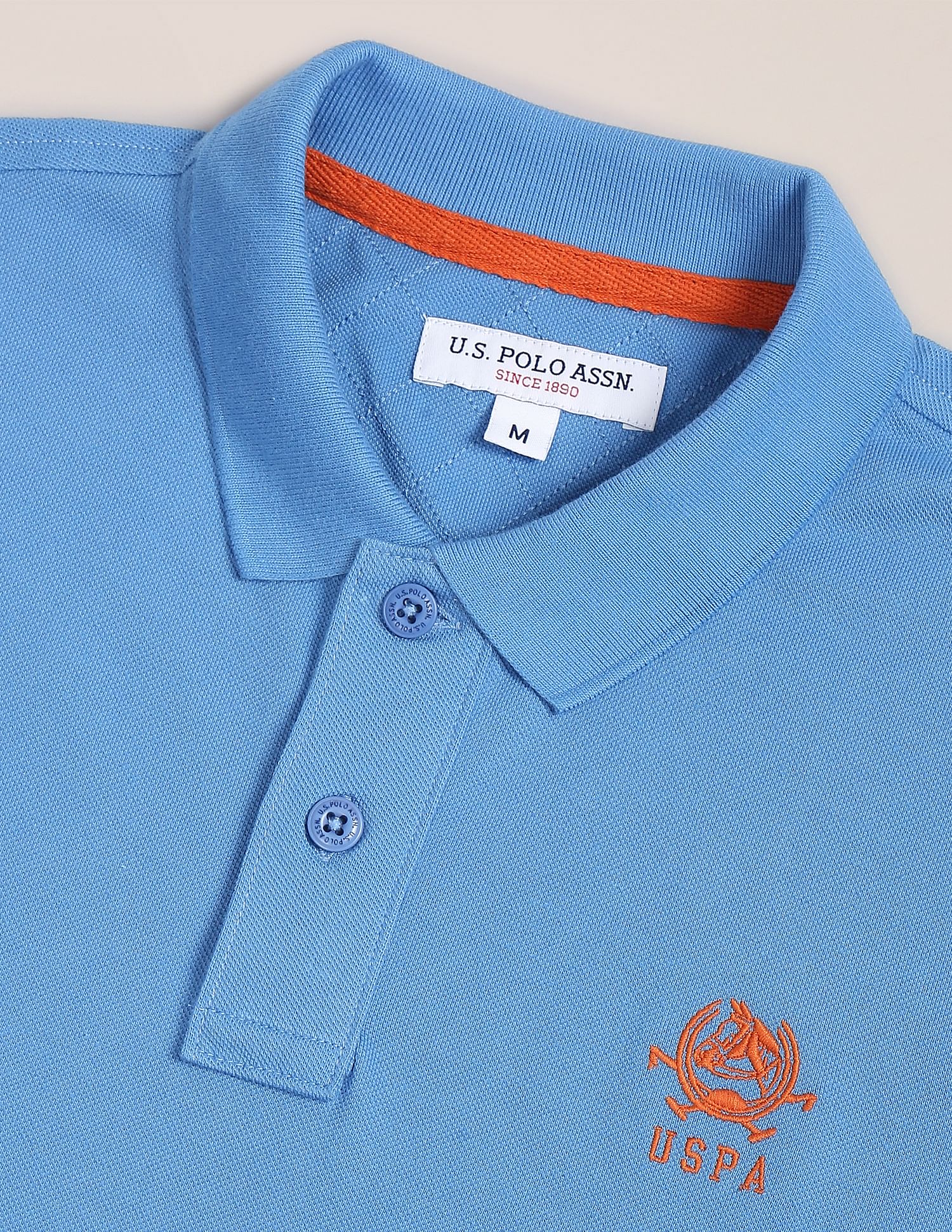 Solid Pique Polo Shirt Light Blue - U.S. Polo Assn. India | Large