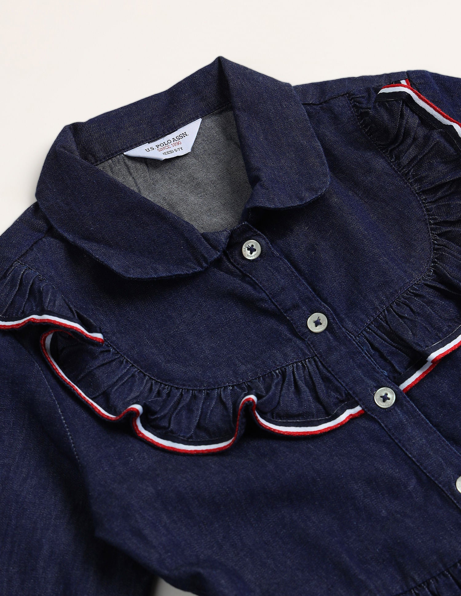 Girls Solid A-Line Dress Blue - U.S. POLO ASSN. | Large