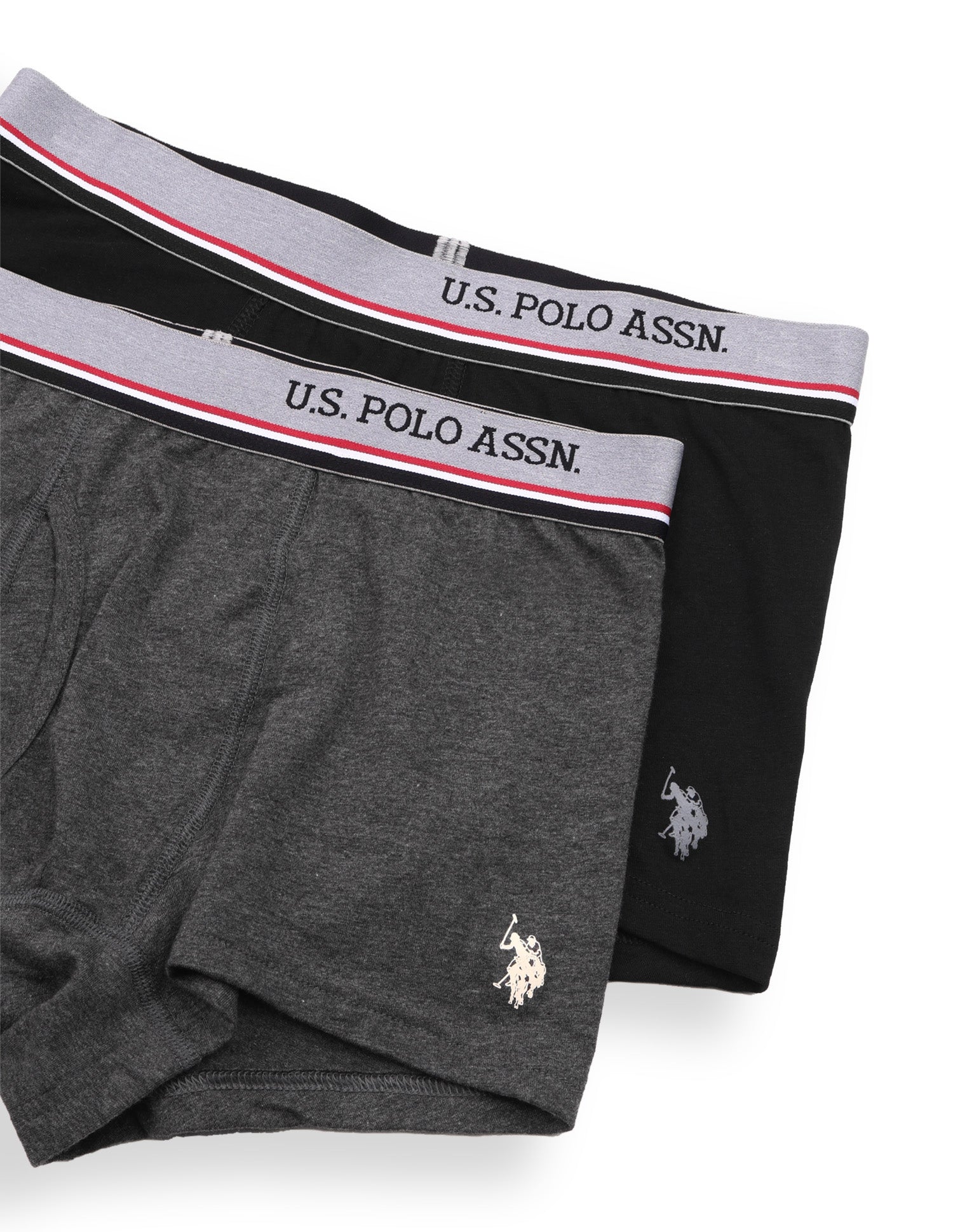 Men's Cotton Trunk - Pack Of 2 Anthra Melange, Black - U.S. Polo Assn. India | Large
