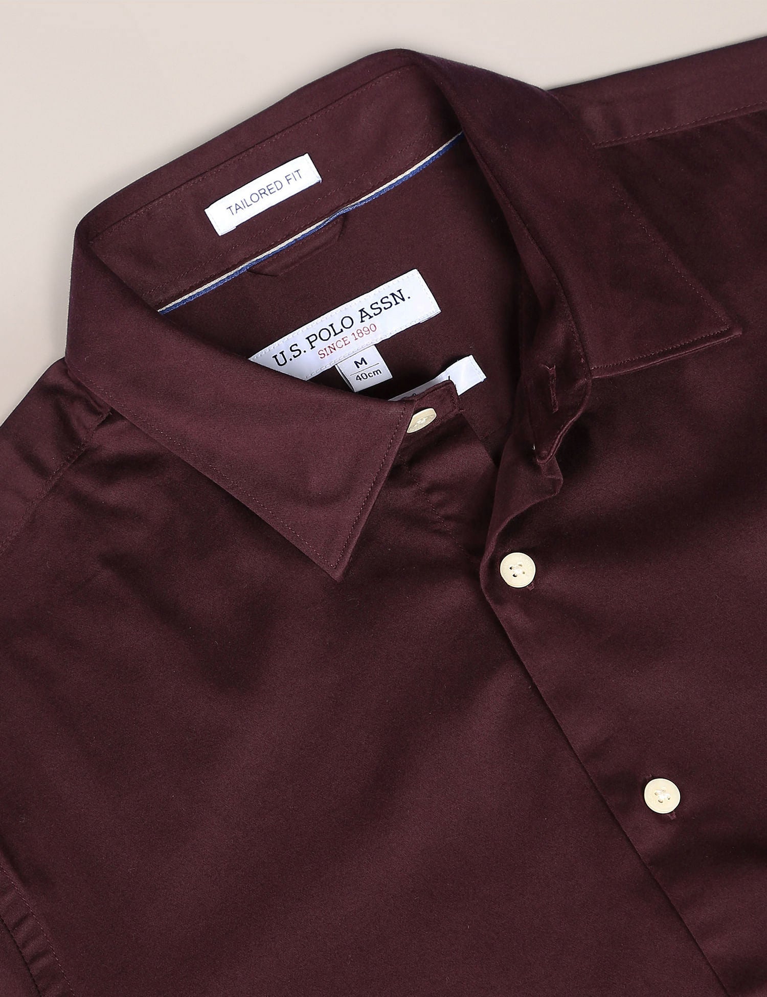 Cotton Stretch Solid Shirt Wine - U.S. POLO ASSN. | Large