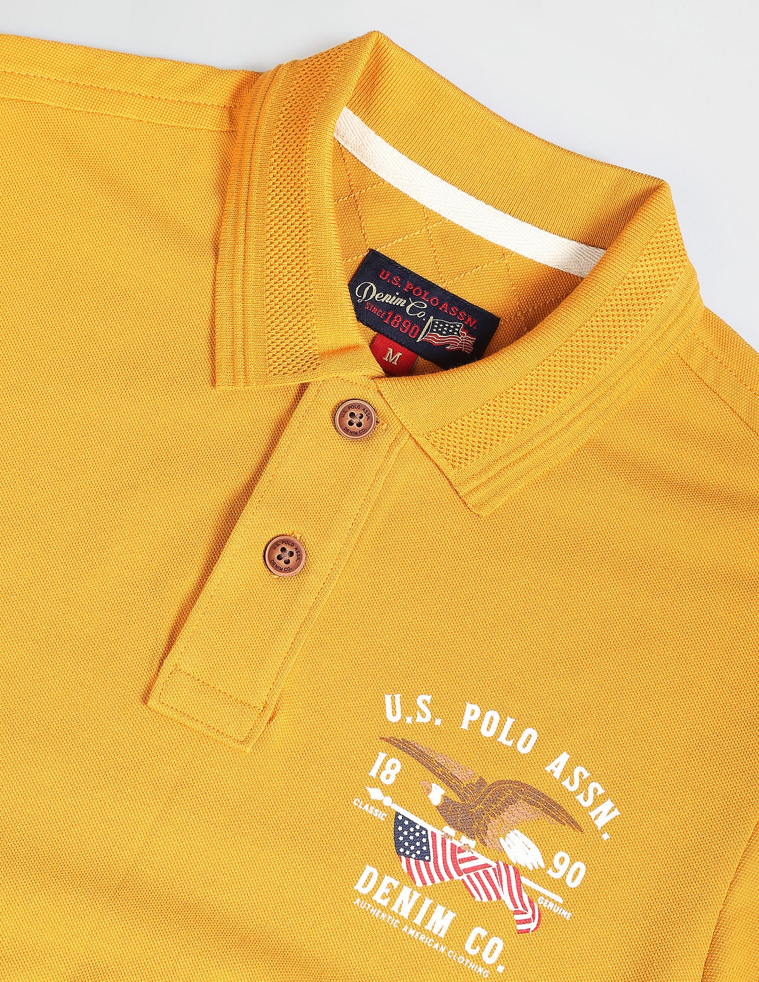 Solid Cotton Polo Shirt Mustard - U.S. Polo Assn. India | Large