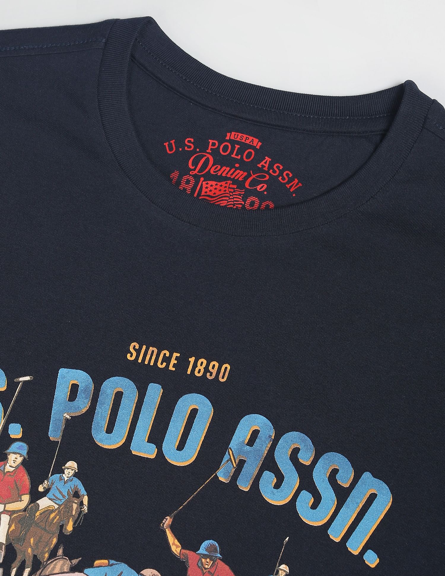 Bold Print Crew Neck T-Shirt Navy - U.S. POLO ASSN. | Large