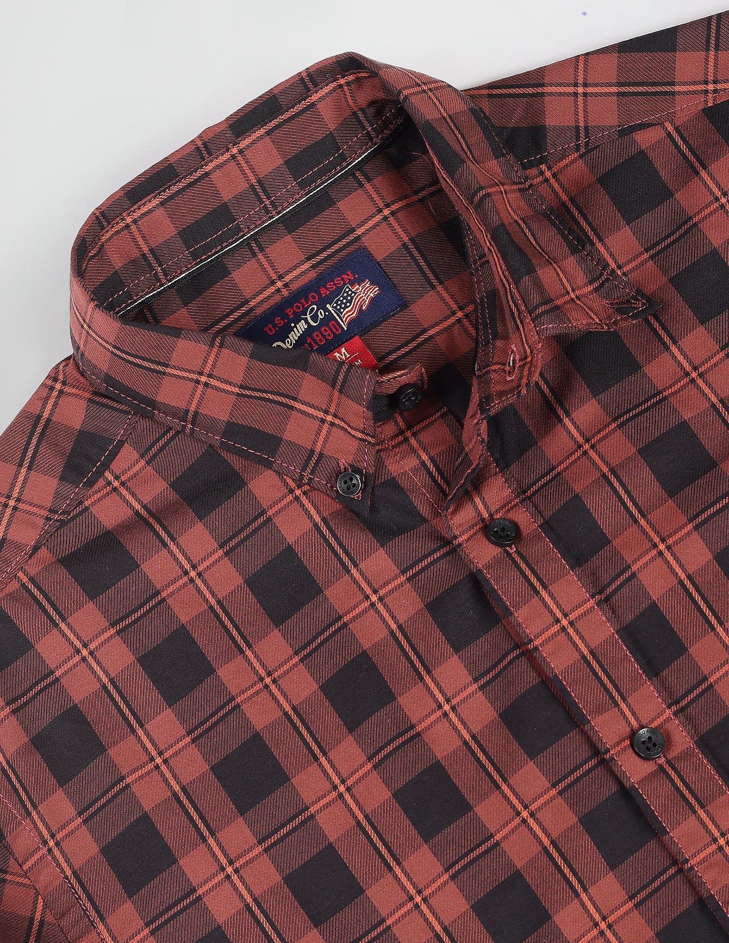 Tartan Check Cotton Twill Shirt Brown - U.S. Polo Assn. India | Large