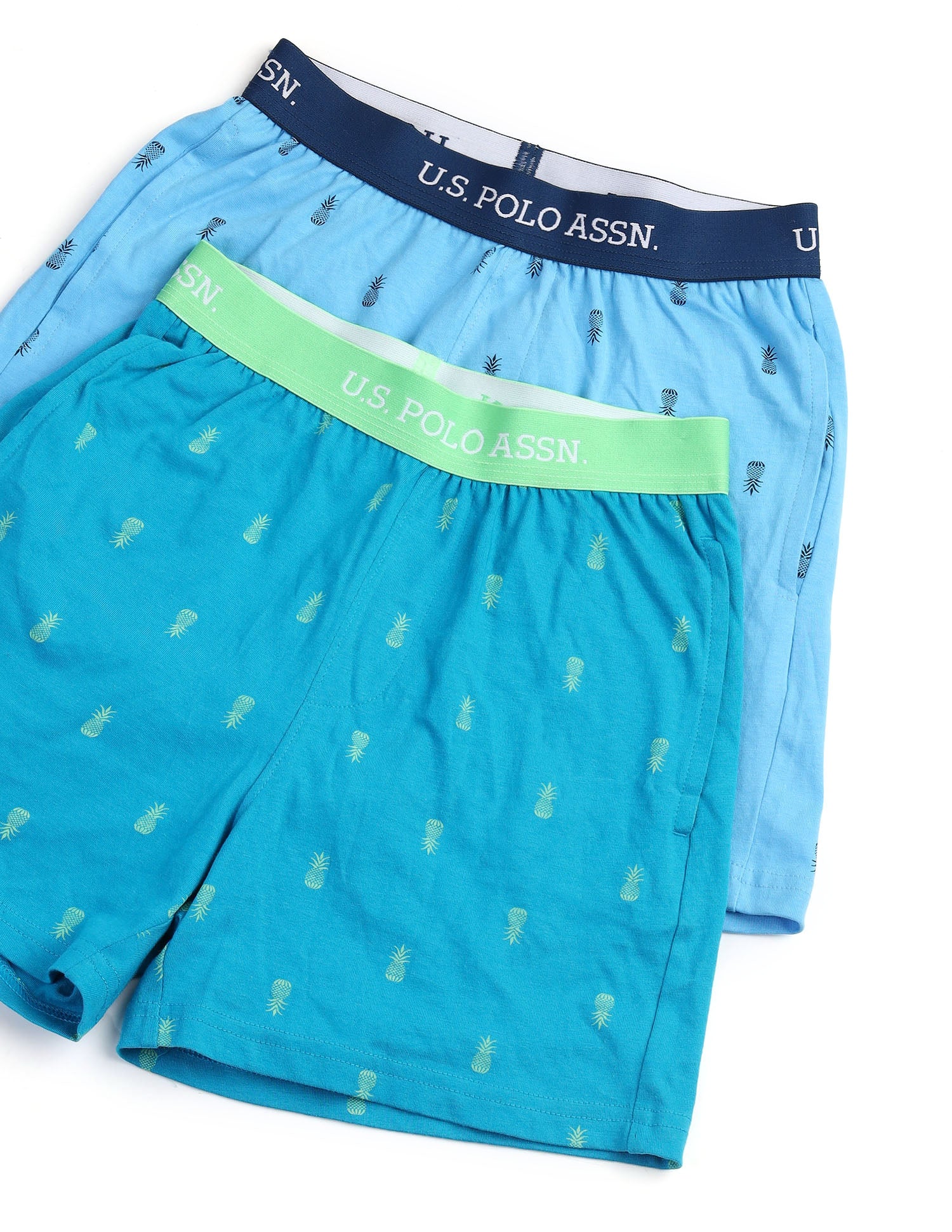 Pineapple Print EKX01 Lounge Shorts - Pack Of 2 Blue - U.S. POLO ASSN. | Large