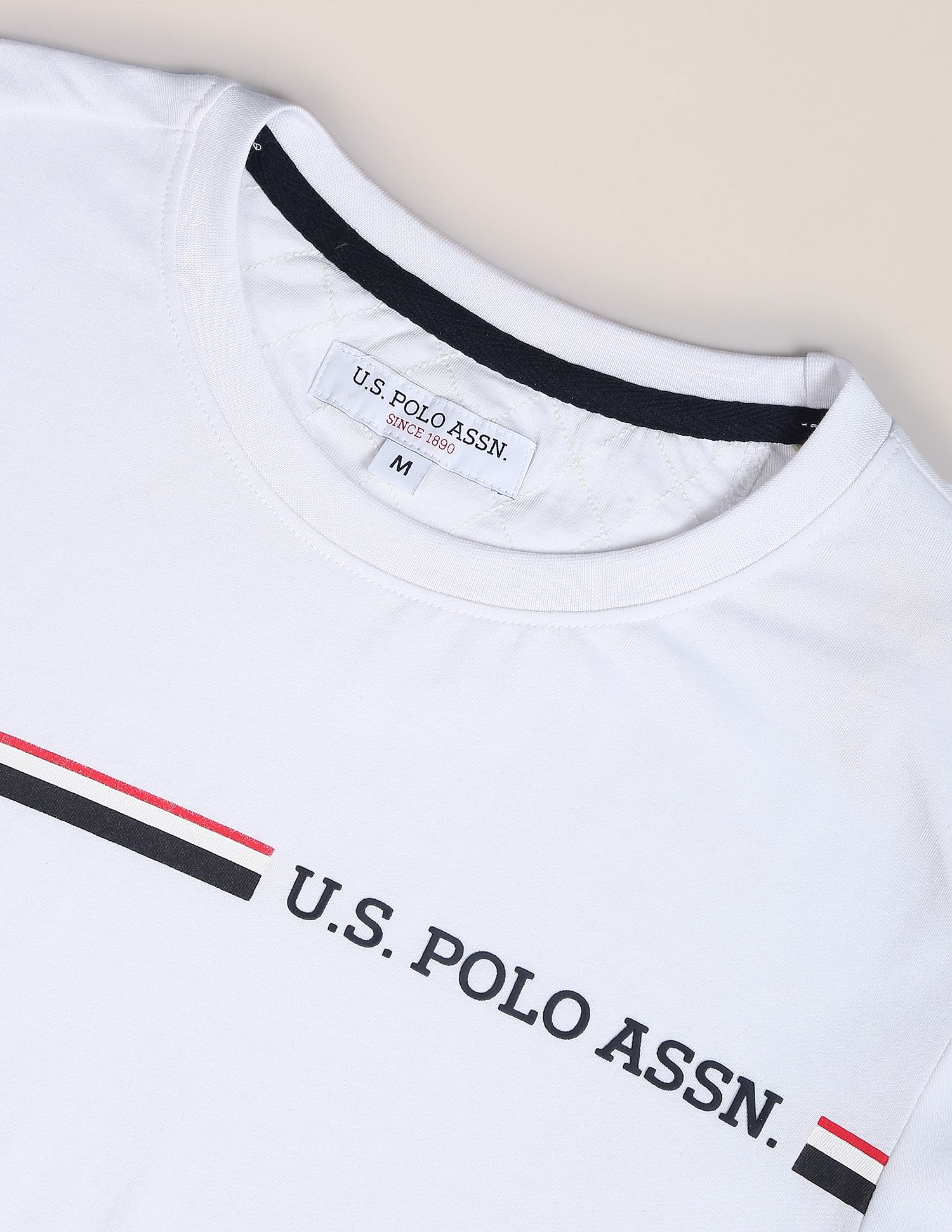 Crew Neck Brand Print T-Shirt White - U.S. POLO ASSN. | Large