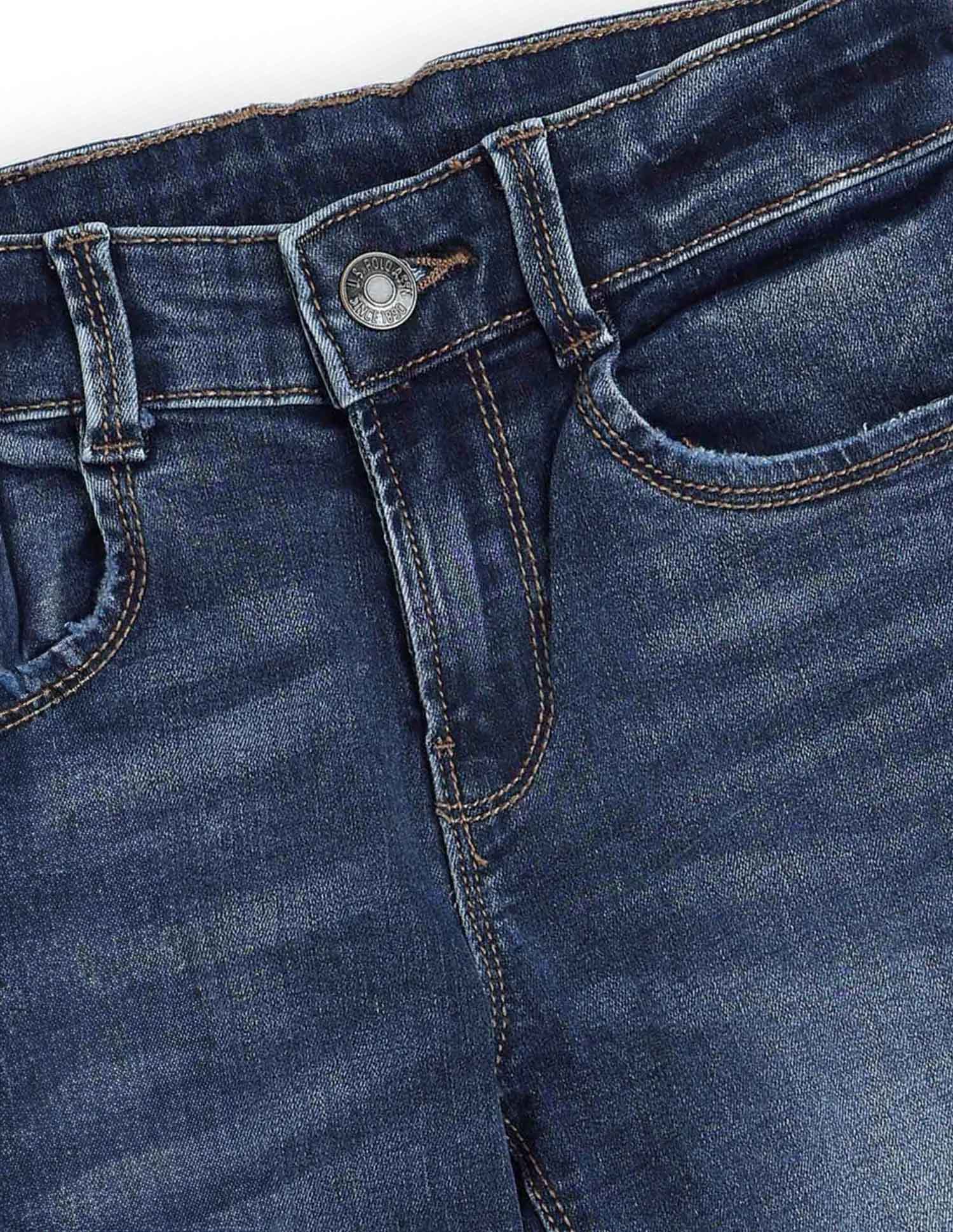 Boys Slim Fit Whiskered Jeans Blue - U.S. POLO ASSN. | Large