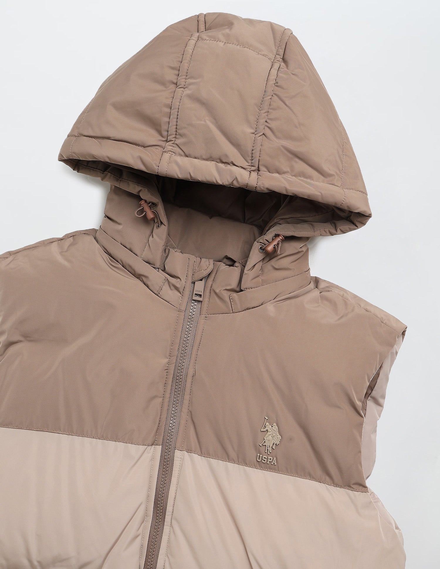 Detachable Hood Colour Blocked Jacket Beige - U.S. POLO ASSN. | Large
