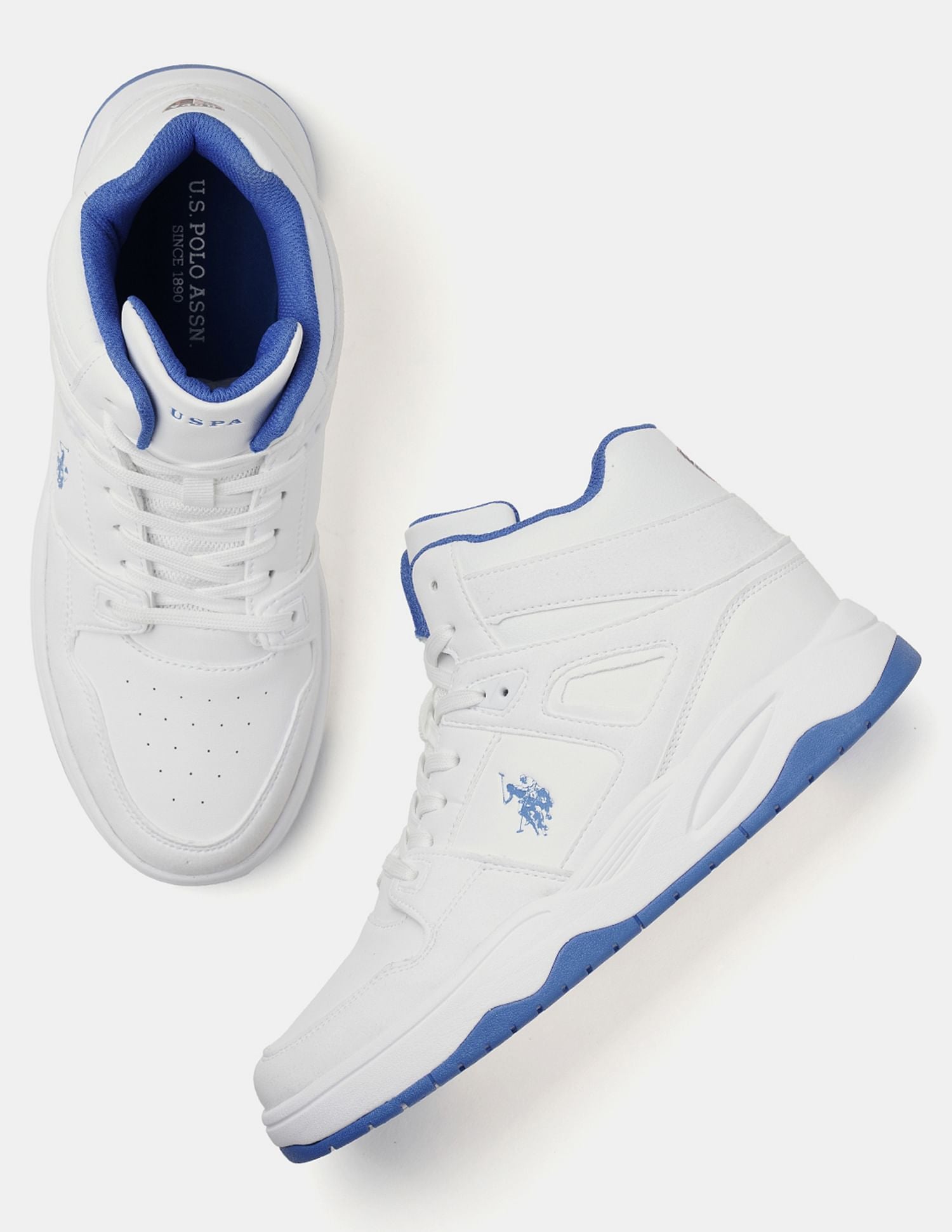 Men Bruce Mid Top Sneakers White - U.S. Polo Assn. India | Large