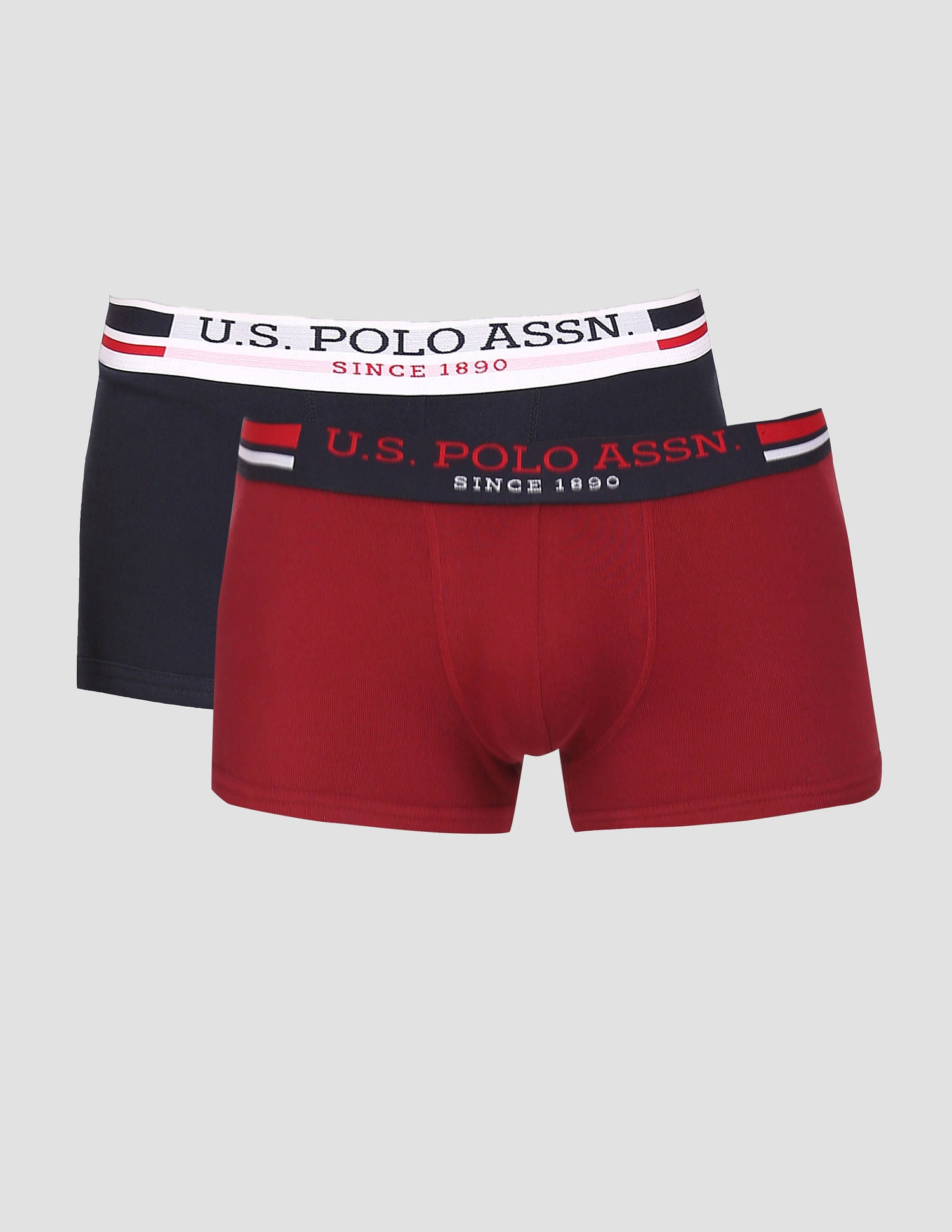 Mid Rise Cotton I641 Trunks - Pack Of 2 Wine and Navy - U.S. POLO ASSN. | Large