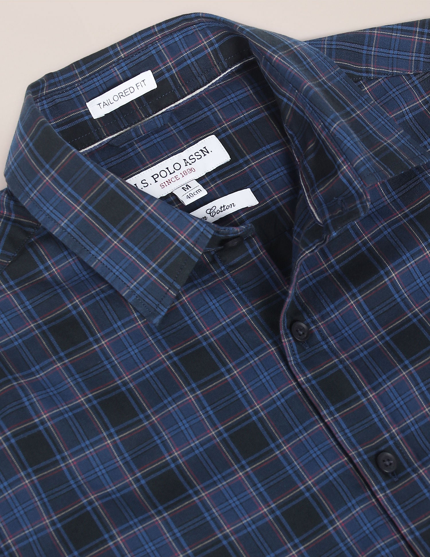 Spread Collar Short Sleeve Casual Shirt NAVY - U.S. Polo Assn. India | Large