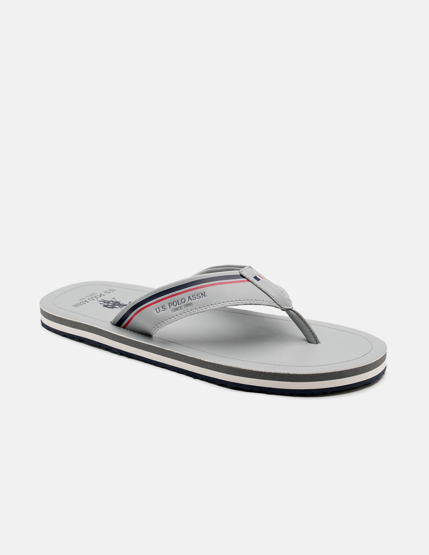 Men Nesta Striped Flip Flops Light Grey - U.S. Polo Assn. India | Large