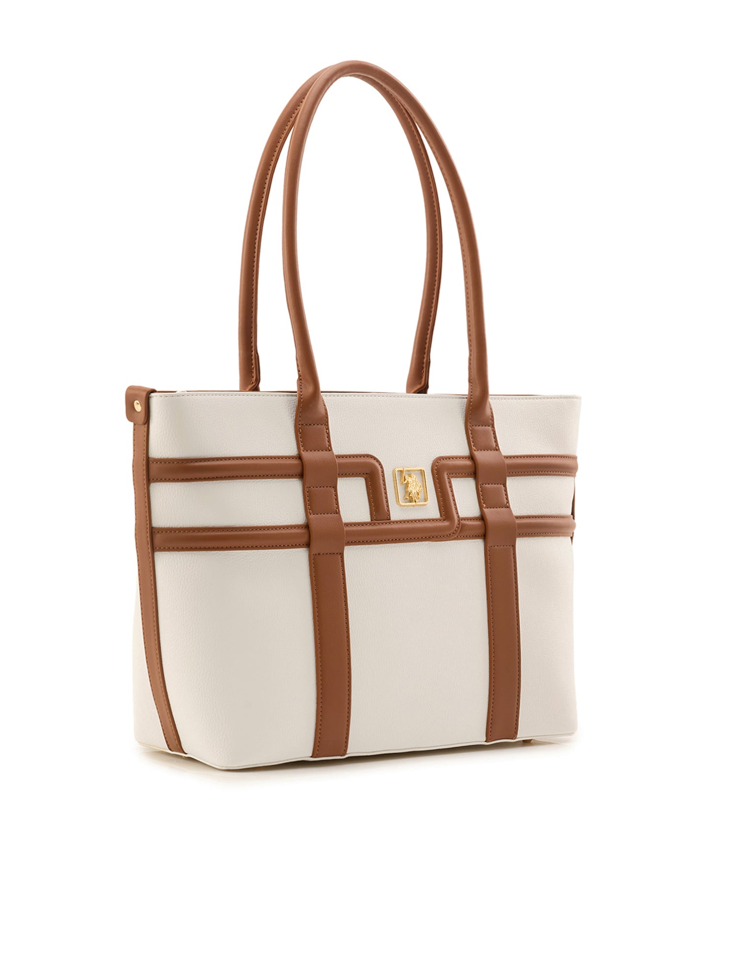 Creme Color Blocked Tote Bag Off White - U.S. Polo Assn. India | Large