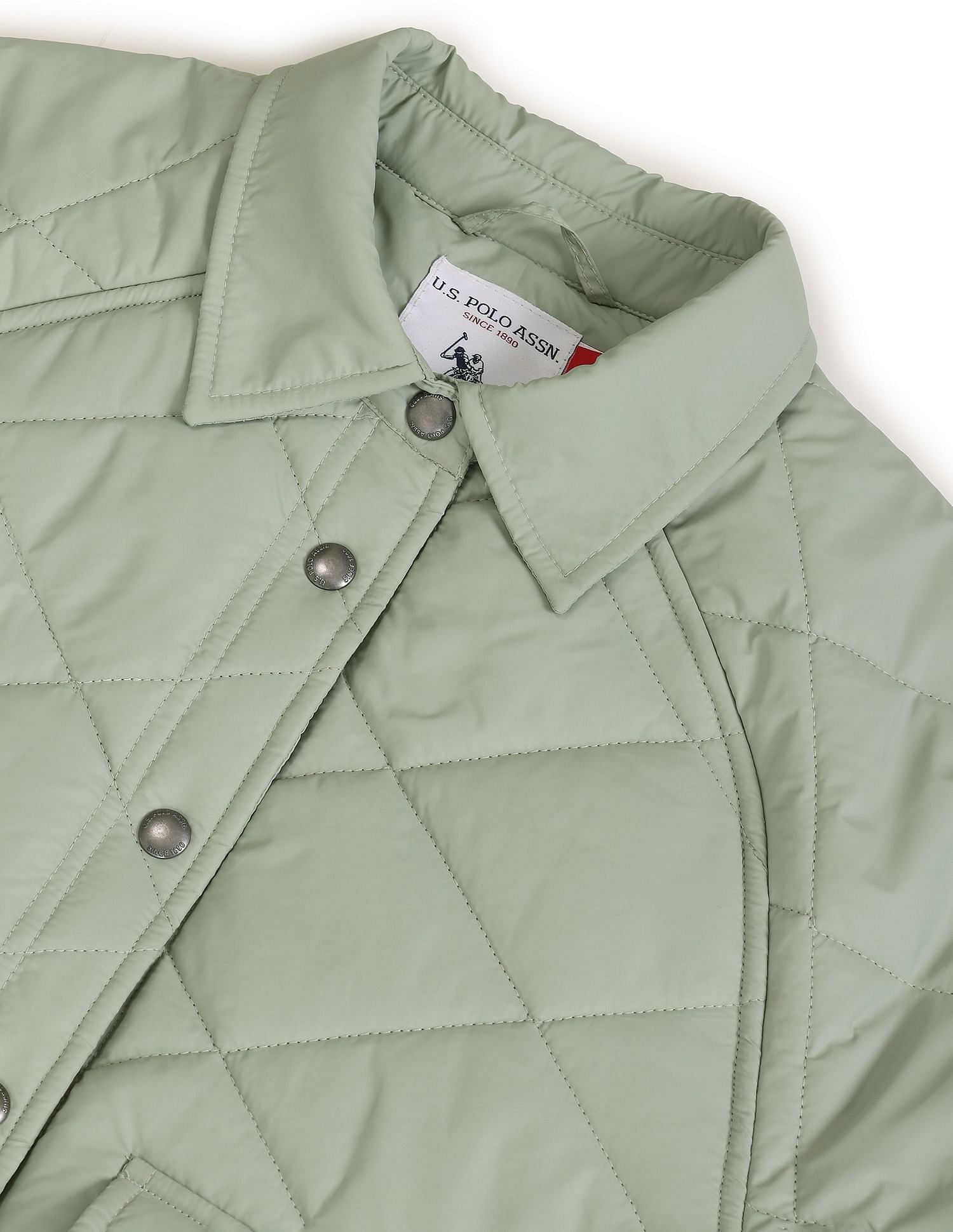 Solid Quilted Jacket Light Green - U.S. POLO ASSN. | Large