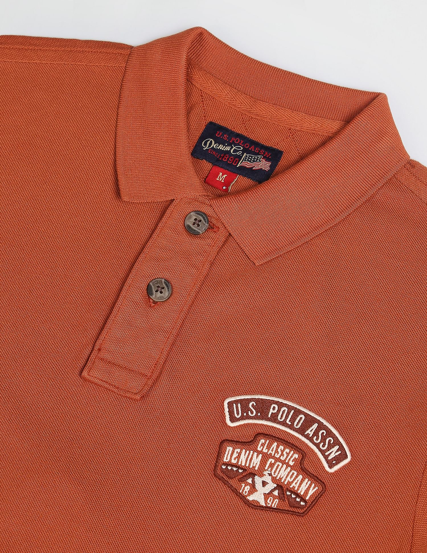 Cotton Solid Polo Shirt Light Brown - U.S. POLO ASSN. | Large