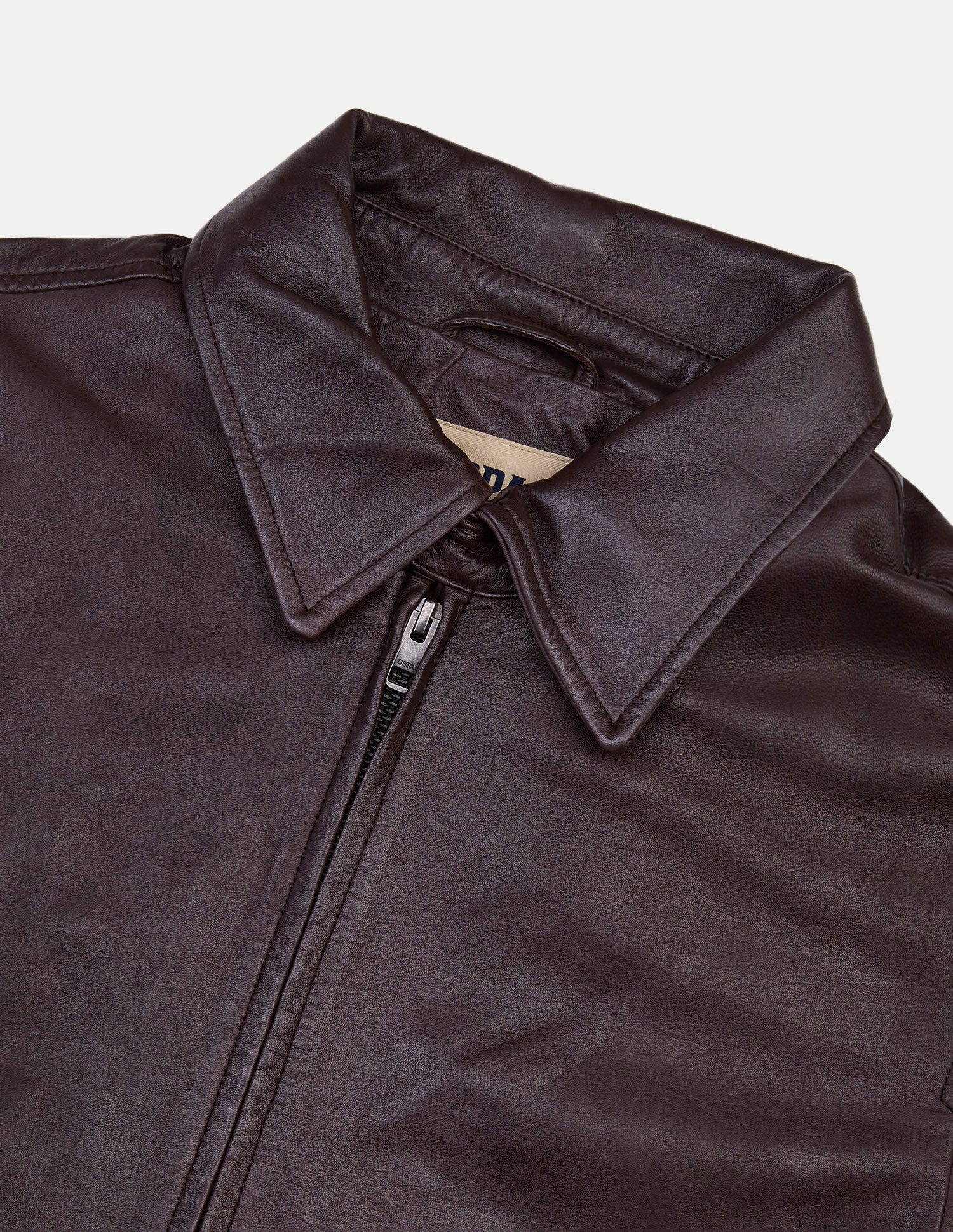 Solid Regular Fit Leather Jacket Dark Brown - U.S. Polo Assn. India | Large