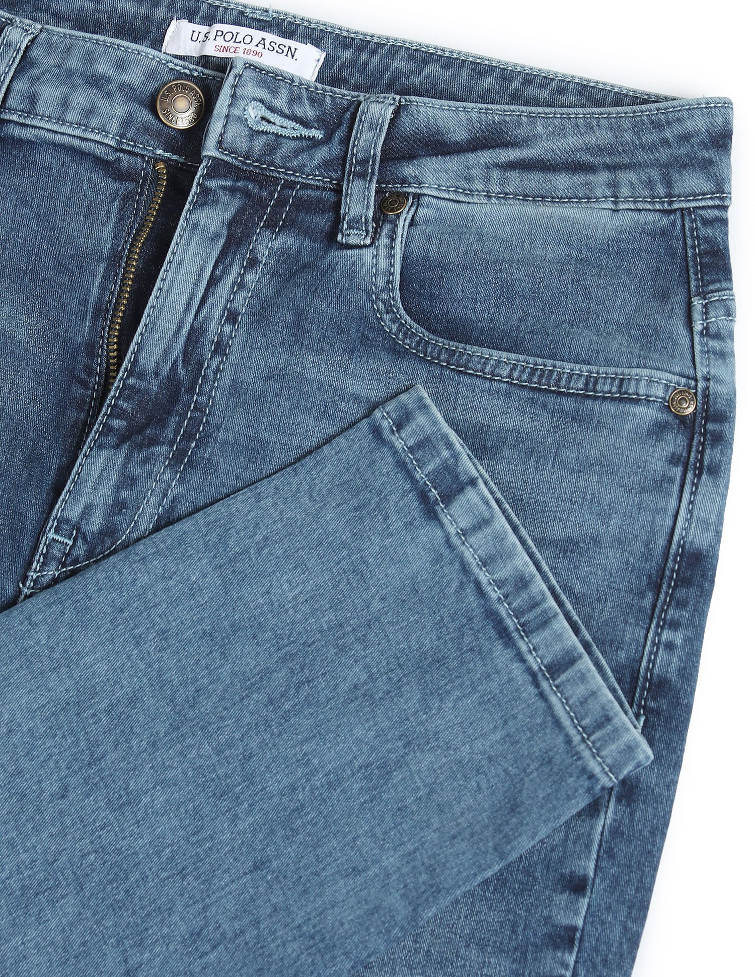 Mid Rise Stone Wash Jeans Blue - U.S. POLO ASSN. | Large