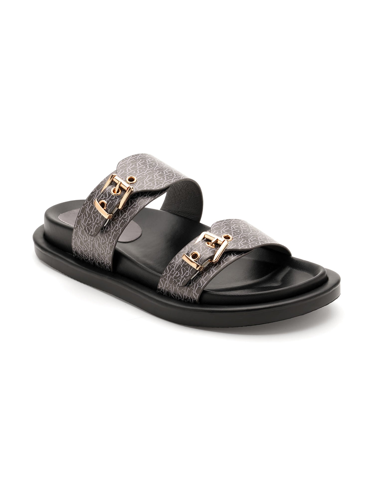 Maria Black Monogram Print Footbed Flats