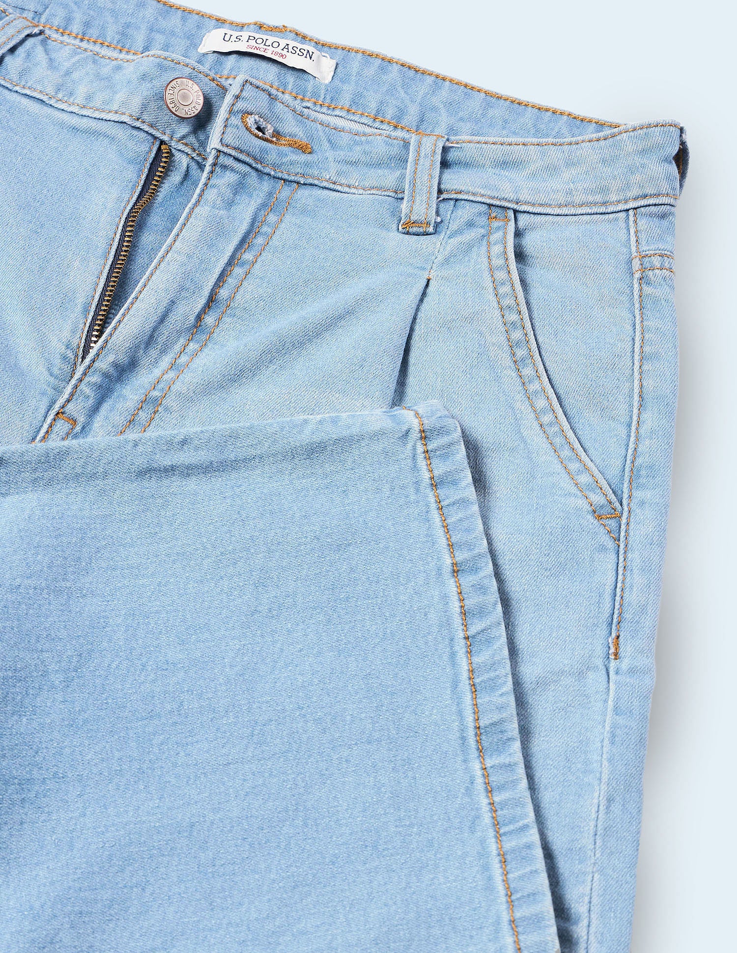 Pleated Wide Leg Fit Blue Jeans Blue - U.S. Polo Assn. India | Large