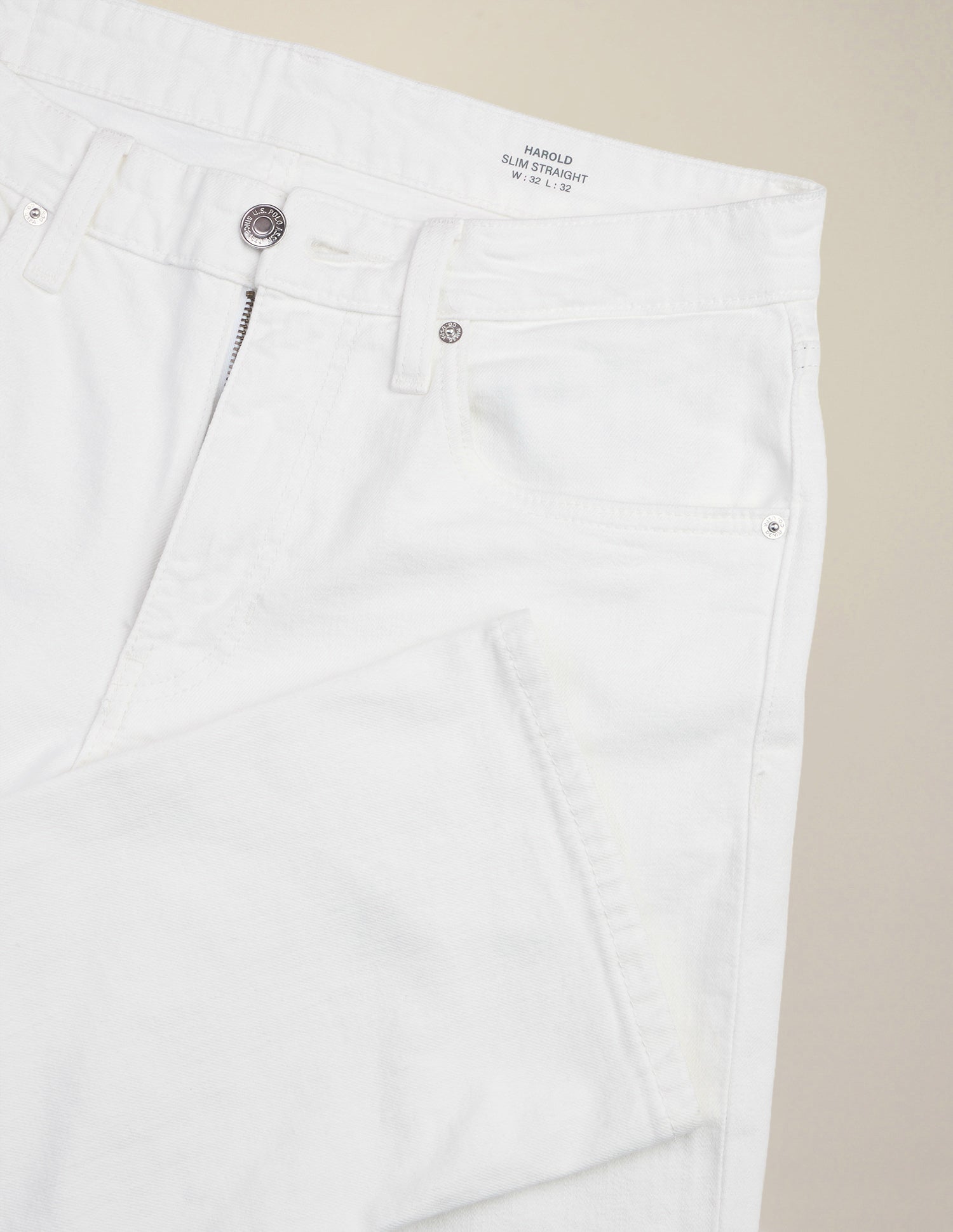 Harold Slim Straight Fit White Jeans White - U.S. Polo Assn. India | Large
