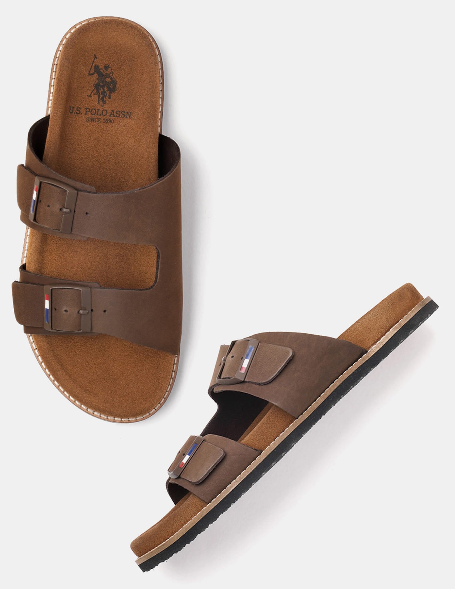 Men Buckle Strap Mendy Sandals Brown - U.S. Polo Assn. India | Large